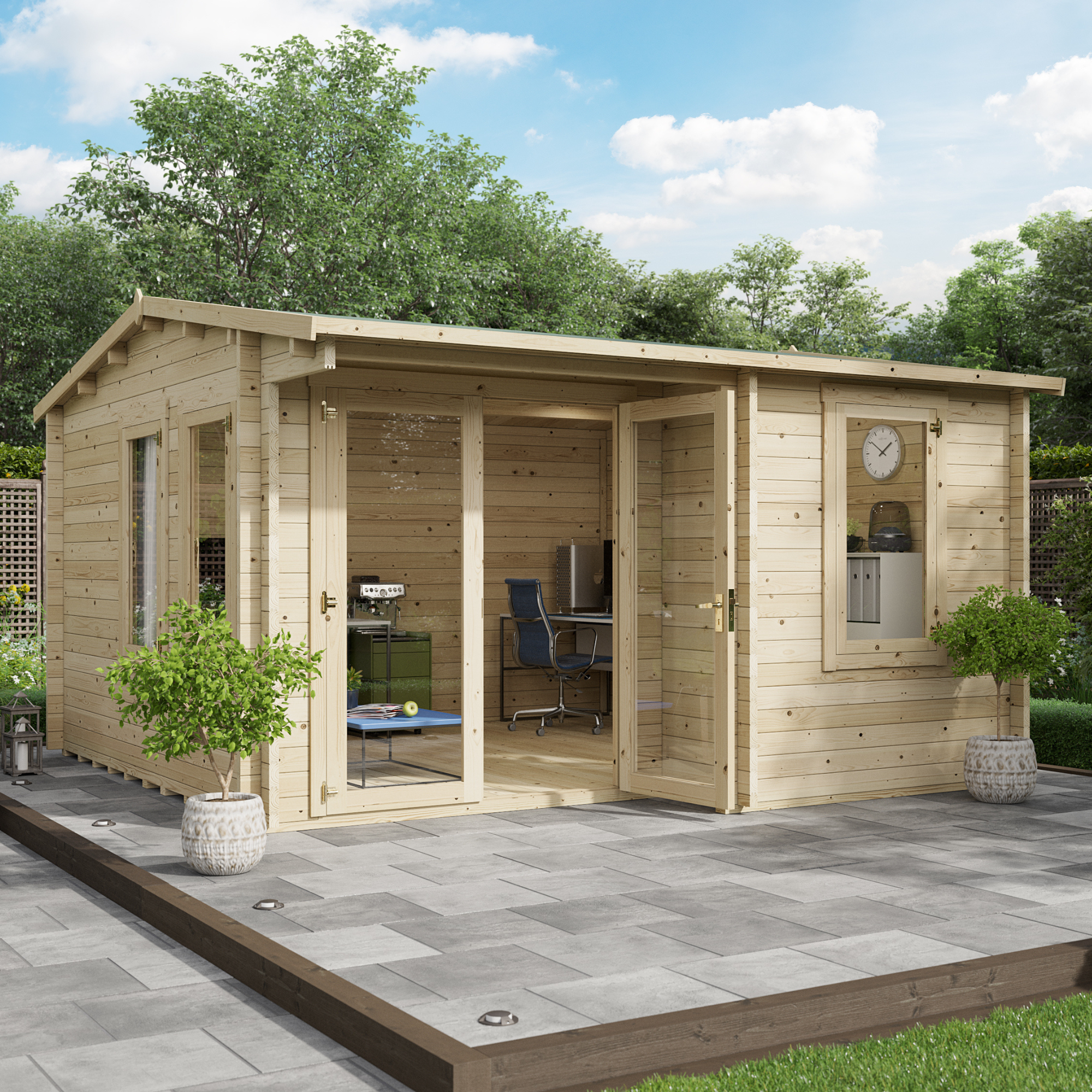 4m x 4m Kent Garden Office - BillyOh Log cabin - 44mm