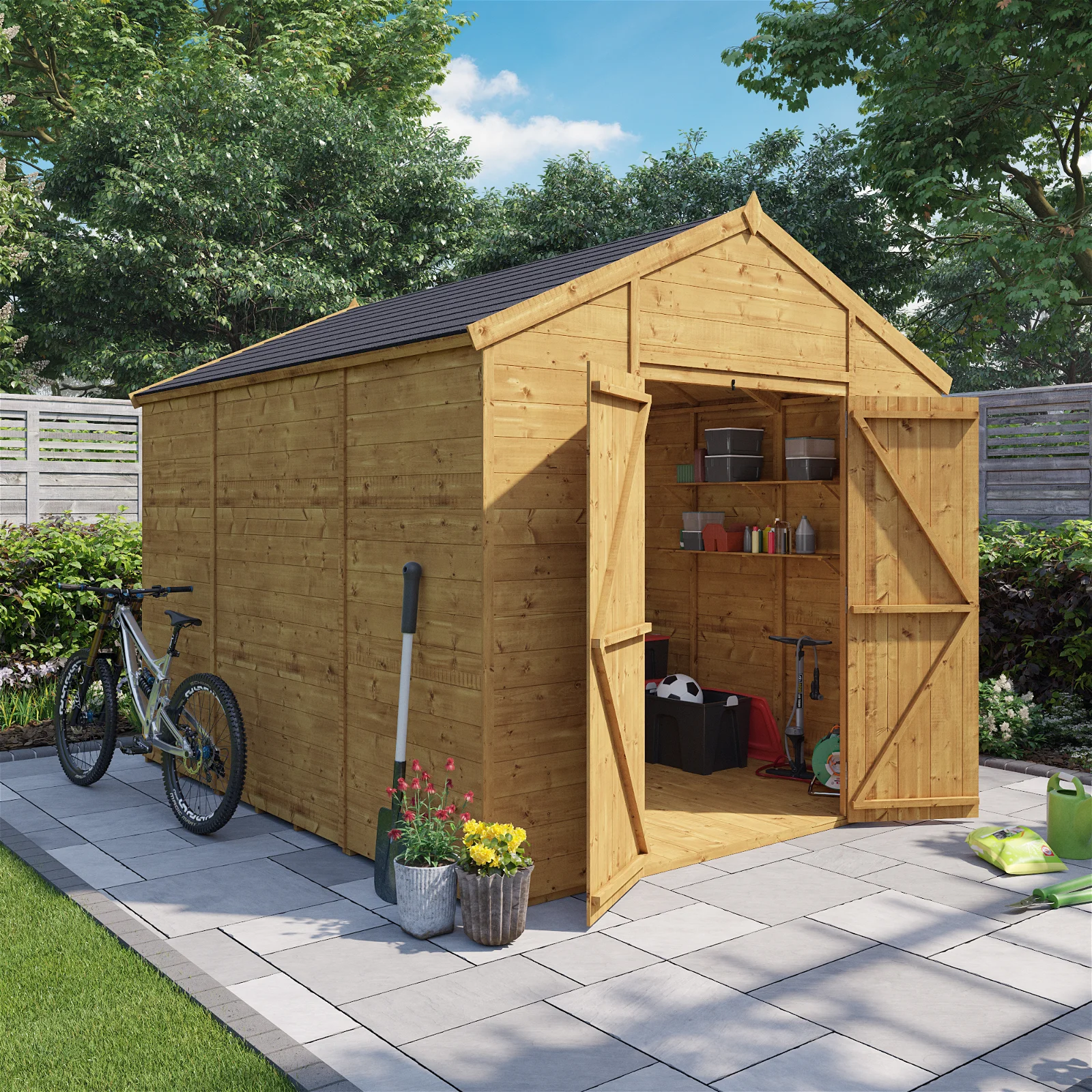 10x8 Expert T&G Apex Wooden Shed Workshop - Windowless Garden Shed - 10 x 8ft