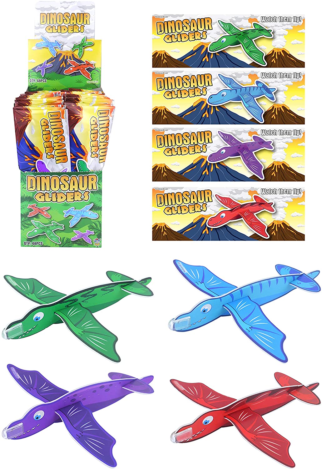 Henbrandt Dinosaur Gliders - 6x Gliders Dinoaur
