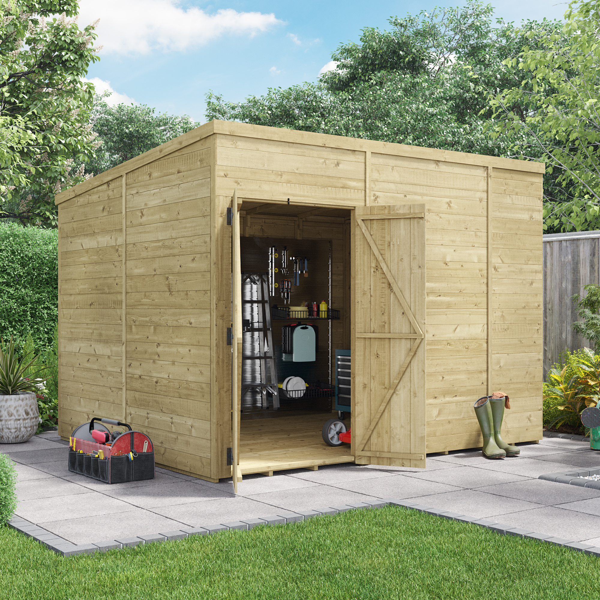 BillyOh Switch Tongue and Groove Pent Shed - 10x8 Windowless
