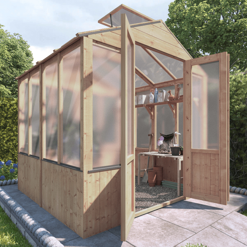 6x6 Wooden Polycarbonate Greenhouse with Opening Roof Vent - PT | BillyOh 4000 Lincoln