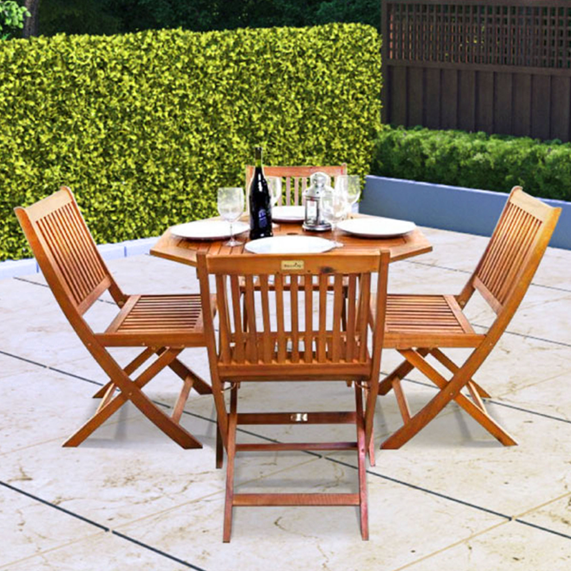 Windsor 1.0m Octagonal Dining Set with 4 Folding Chairs | BillyOh