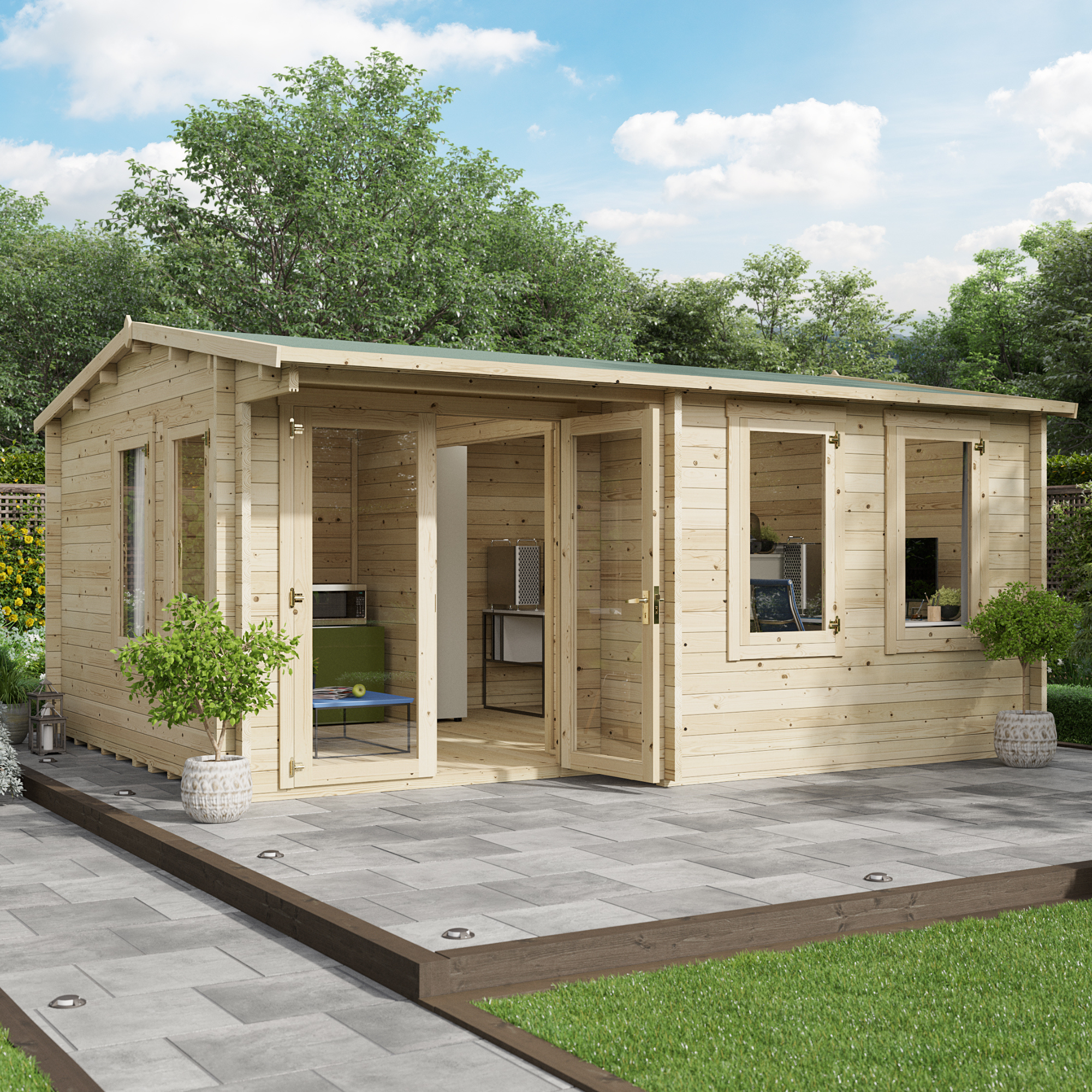 Kent Garden Office - Log Cabin - PT - 4m x 4m - BillyOh - 28mm
