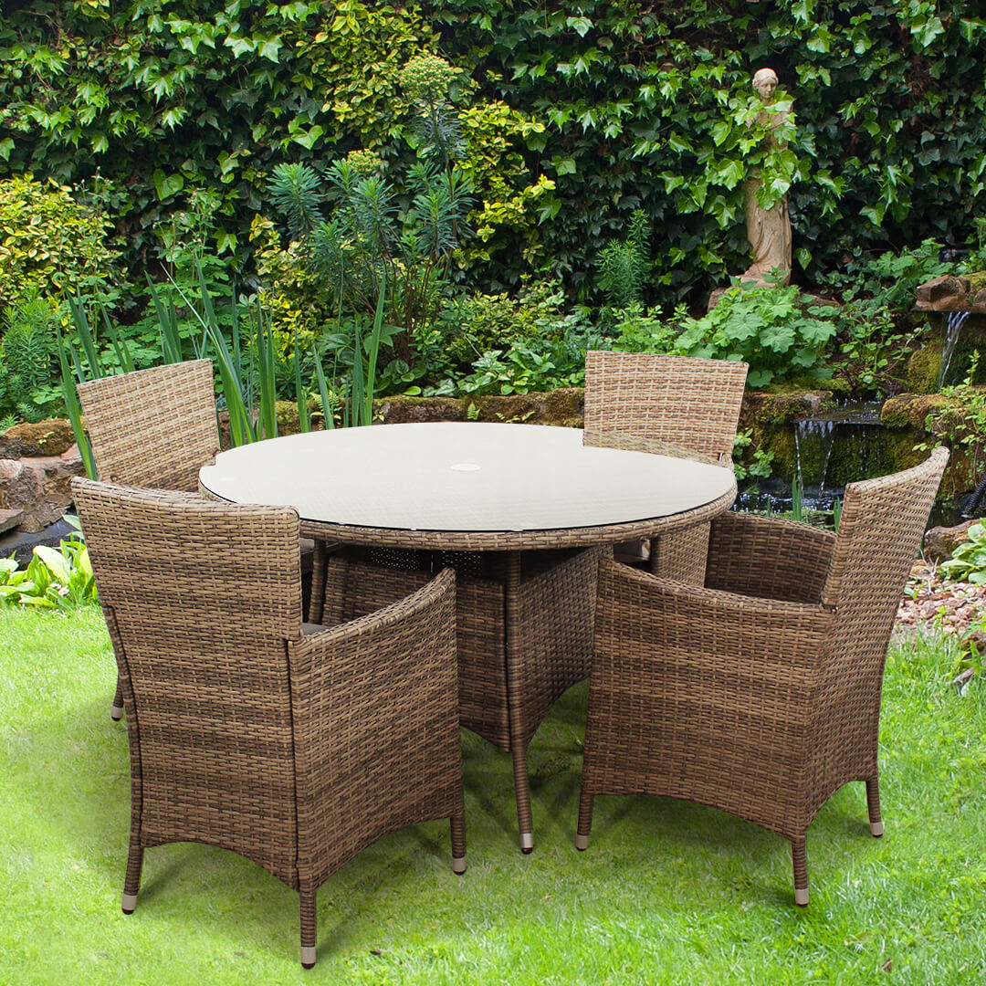 BillyOh Rosario Flat Weave 120cm Round Dining Set - Includes Cushions