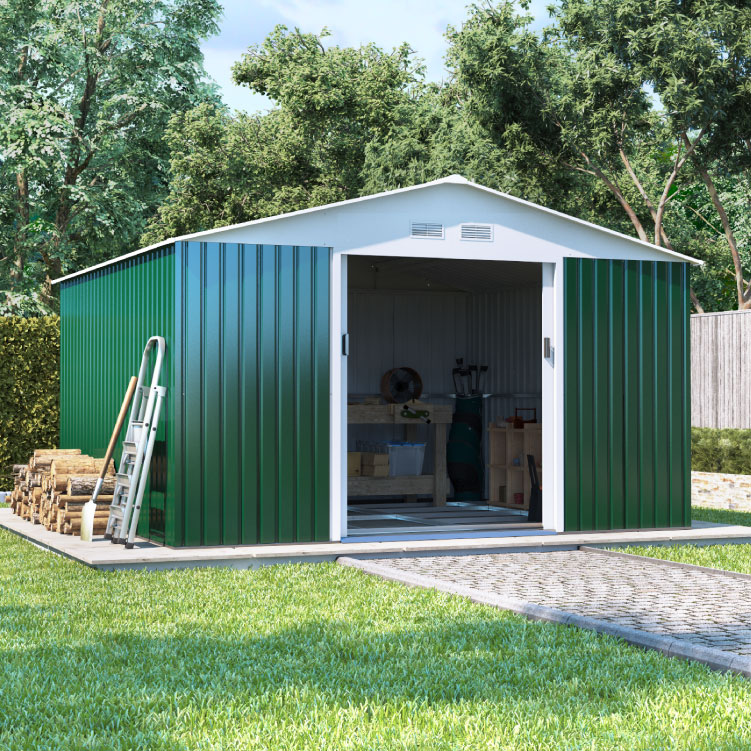 BillyOh Boxer Apex Metal Shed - 10x11 Dark Green BillyOh Boxer Apex Metal Shed - 10x11 Dark Green