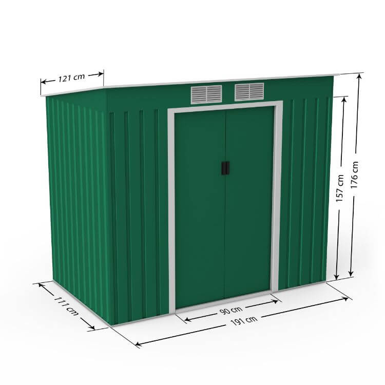 4x7 Cargo Pent Metal Shed - Green from BillyOh