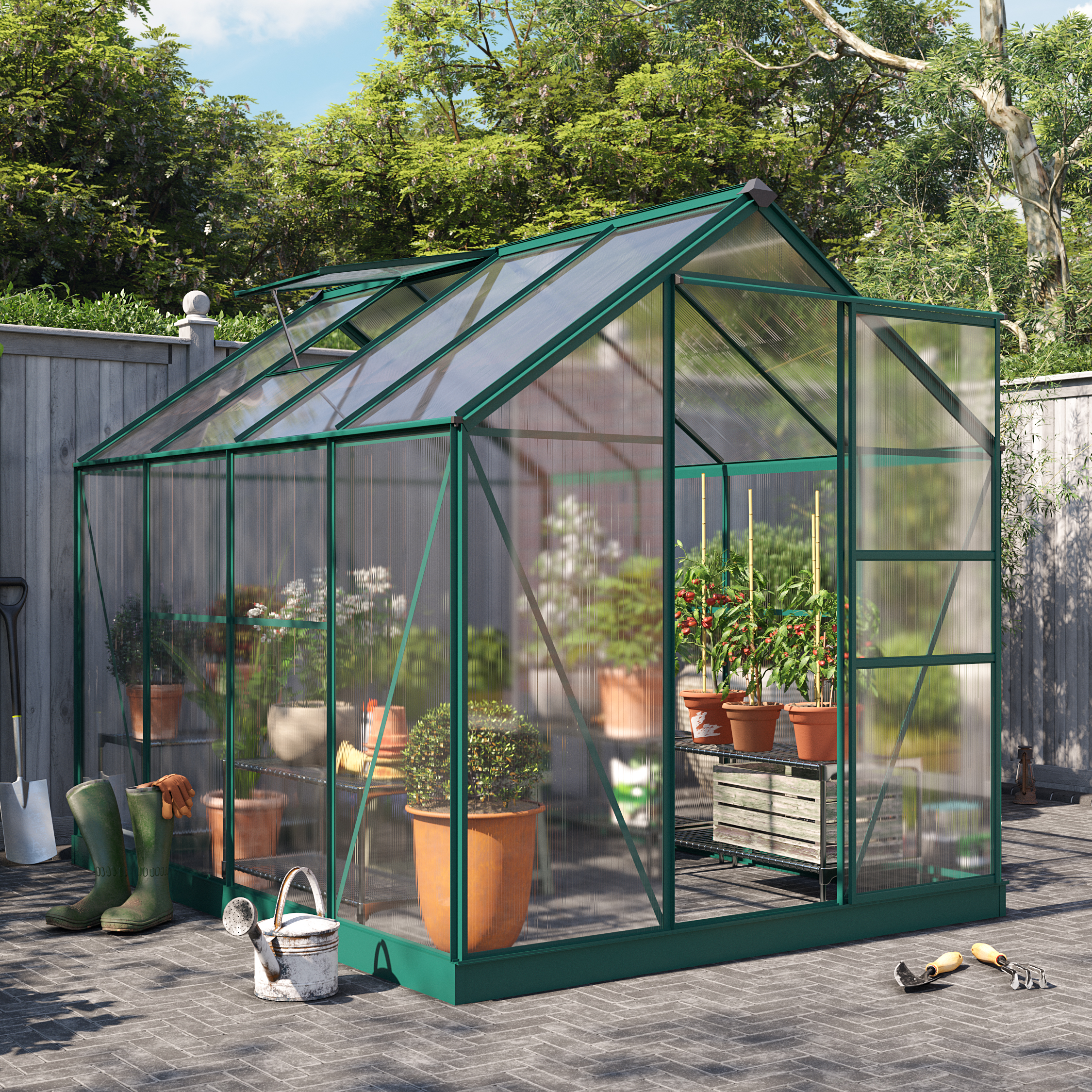 BillyOh Rosette Hobby Aluminium Greenhouse - Single Sliding Door - 8 x 6 Green