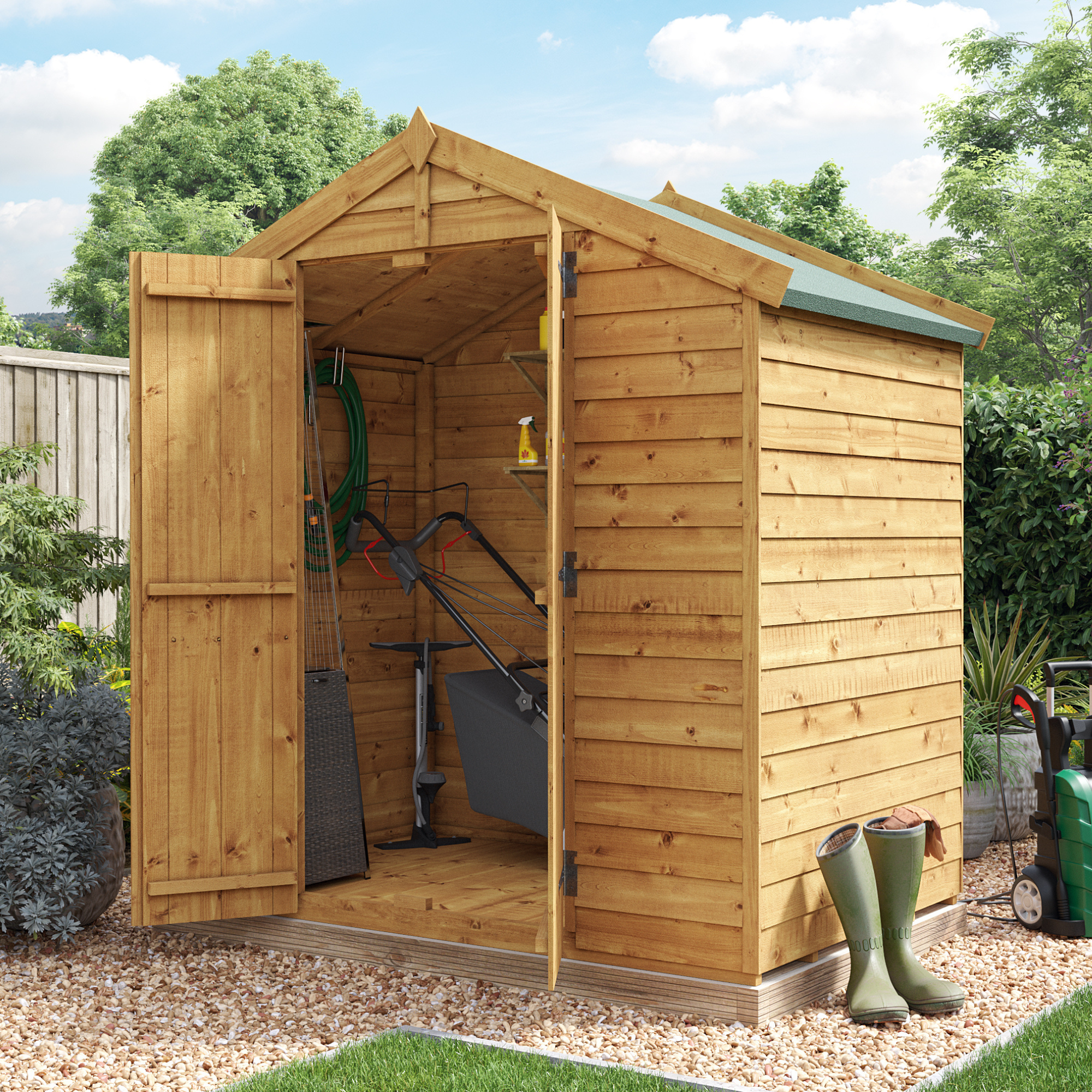 4 x 6 Shed - BillyOh Keeper Overlap Apex Wooden Shed - Windowless 4x6 Garden Shed