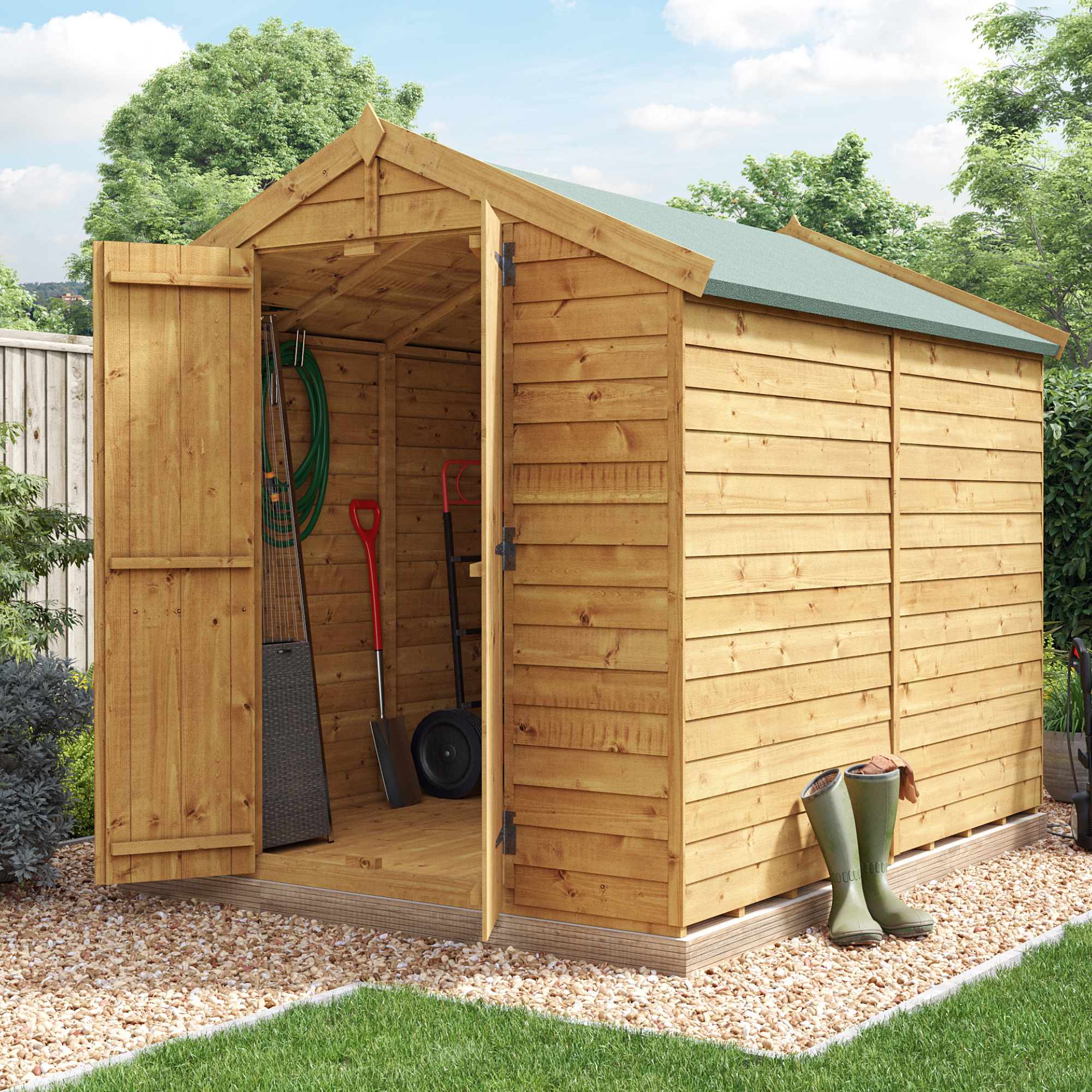 8 x 6 Shed - BillyOh Keeper Overlap Apex Wooden Shed - Windowless 8x6 Garden Shed