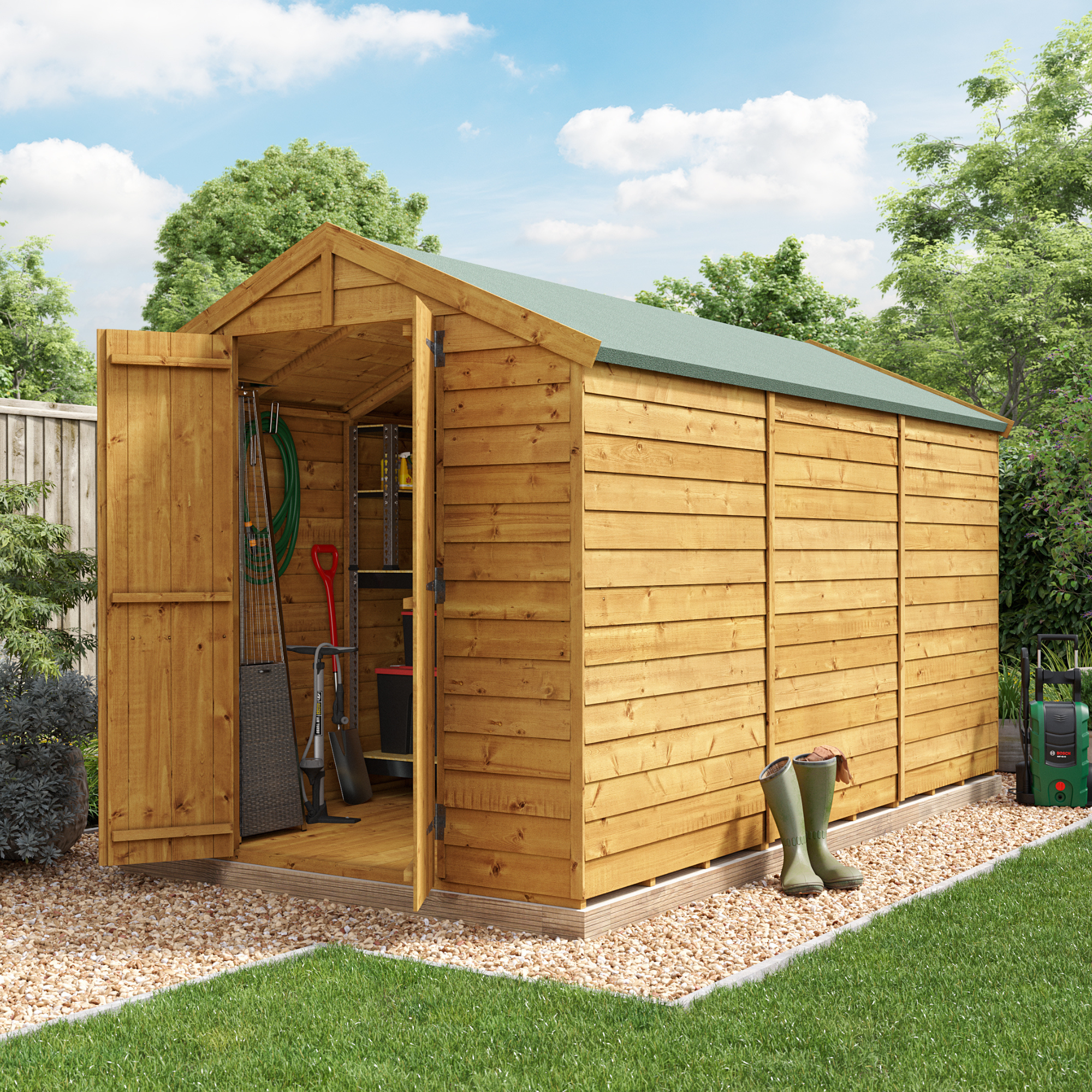 12 x 8 Shed - BillyOh Keeper Overlap Apex Wooden Shed - Windowless 12x6 Garden Shed