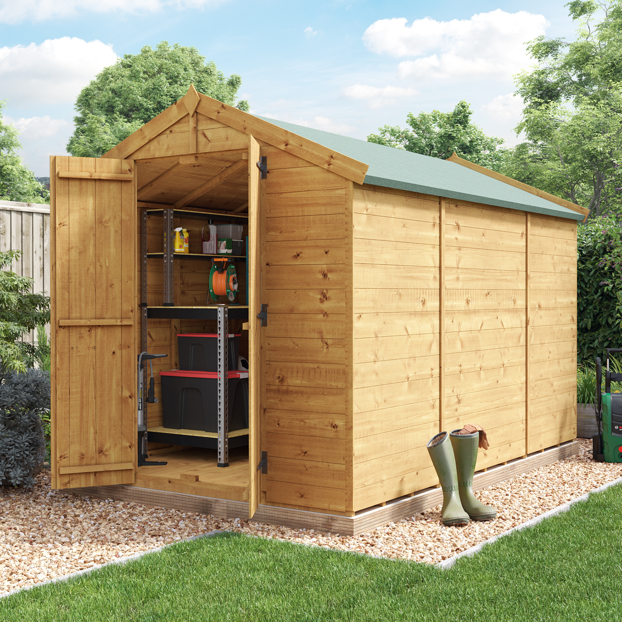 Image of 10 x 6 Shed - BillyOh Keeper Overlap Apex Wooden Shed - Windowless 10x6 Garden Shed