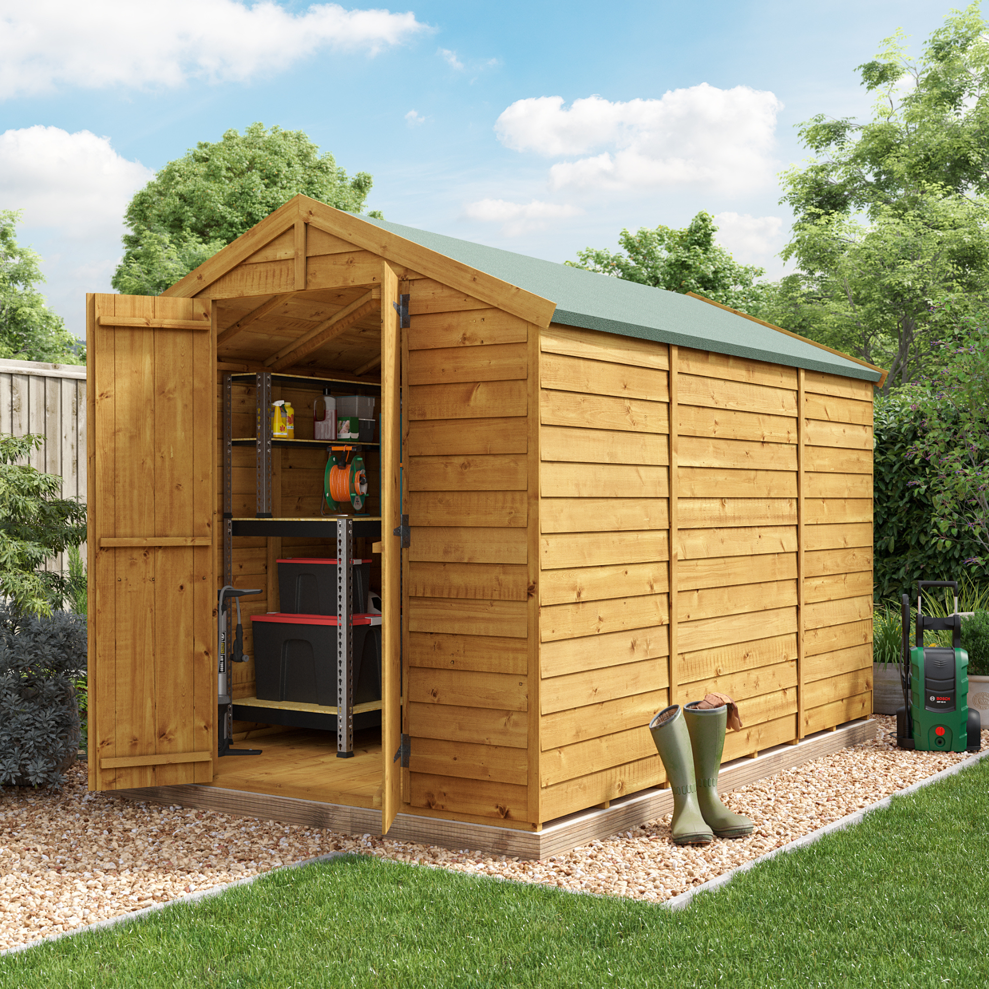 10 x 6 Shed - BillyOh Keeper Overlap Apex Wooden Shed - Windowless 10x6 Garden Shed
