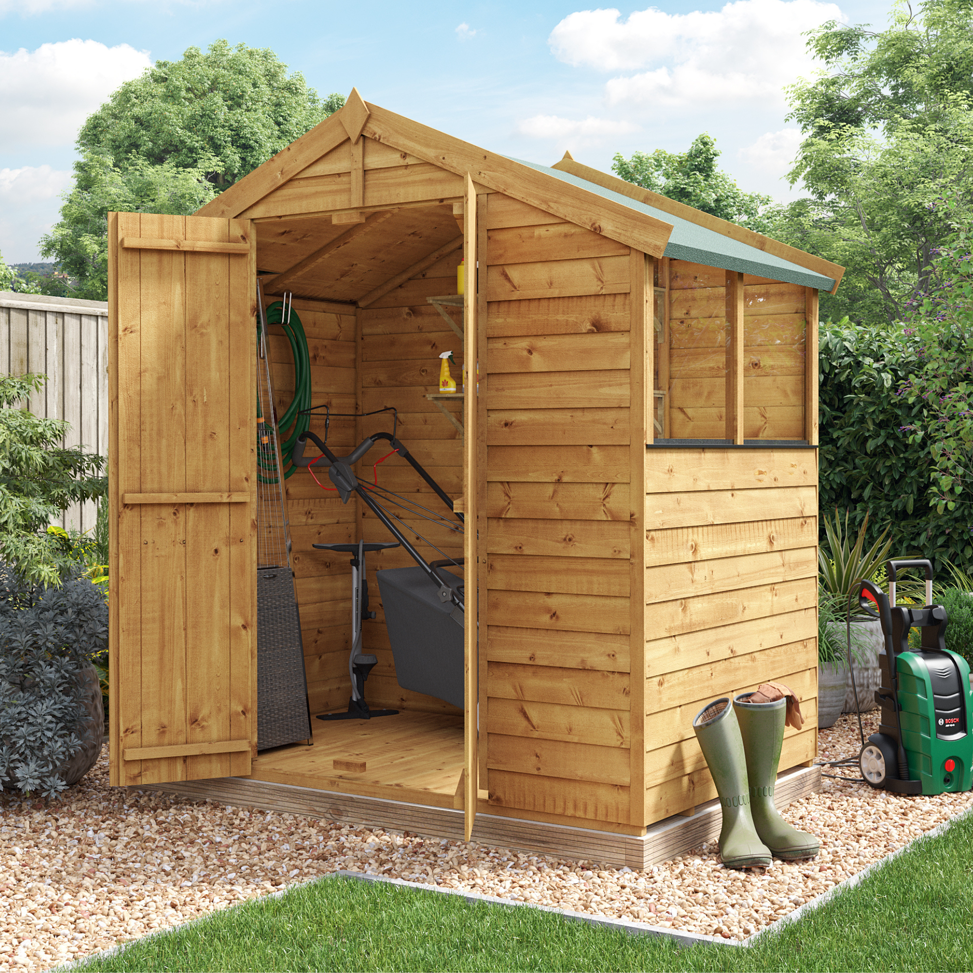 4 x 6 Shed - BillyOh Keeper Overlap Apex Wooden Shed - Windowed 4x6ft Garden Shed 4 x 6 Shed - BillyOh Keeper Overlap Apex Wooden Shed - Windowed 4x6ft Garden Shed