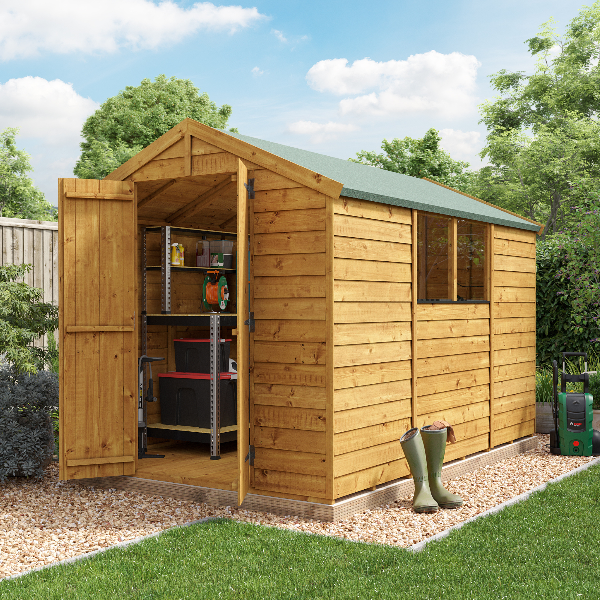 10 x 6 Shed - BillyOh Keeper Overlap Apex Wooden Shed - Windowed 10x6 Garden Shed