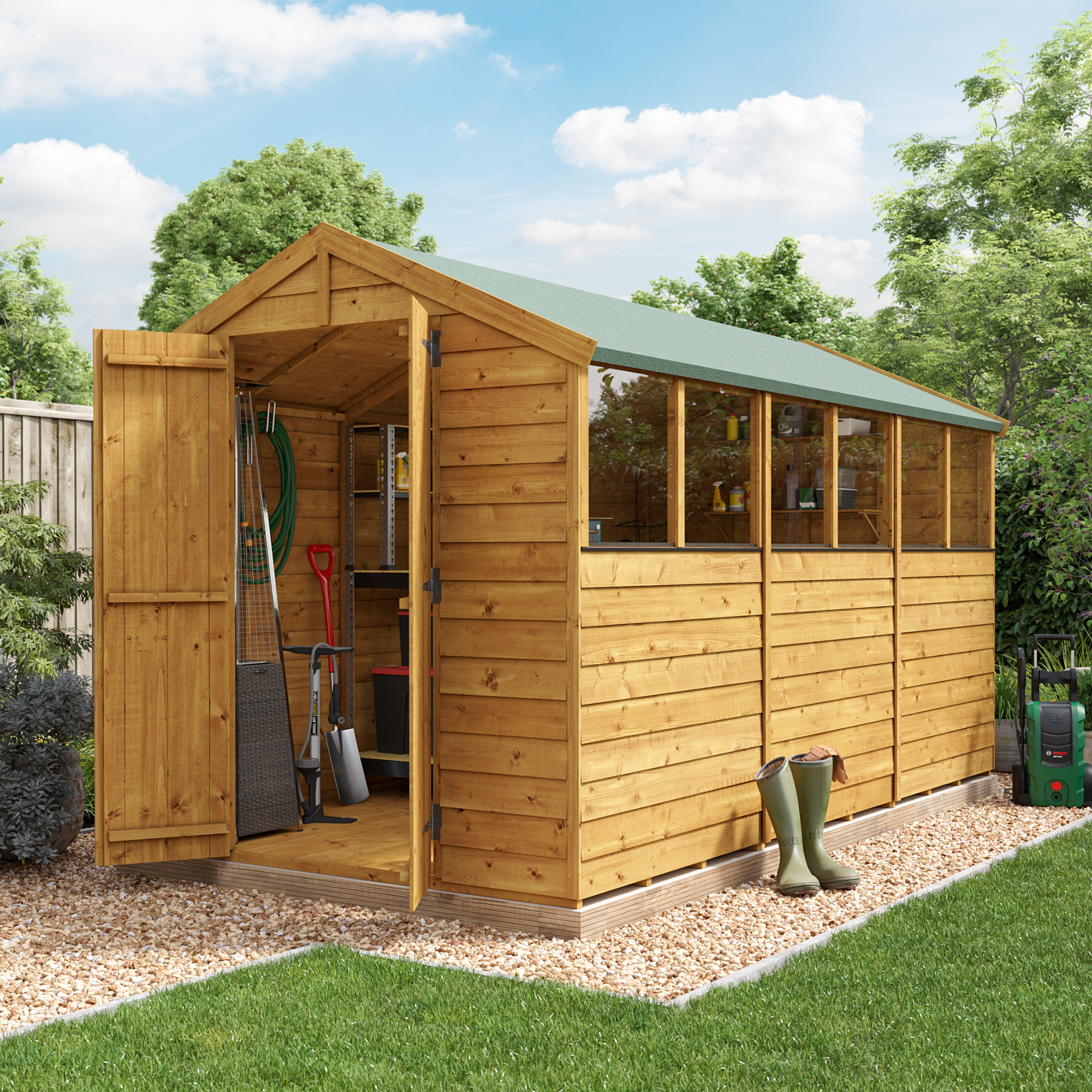 12 x 6 Shed - BillyOh Keeper Overlap Apex Wooden Shed - Windowed 12x6ft Garden Shed