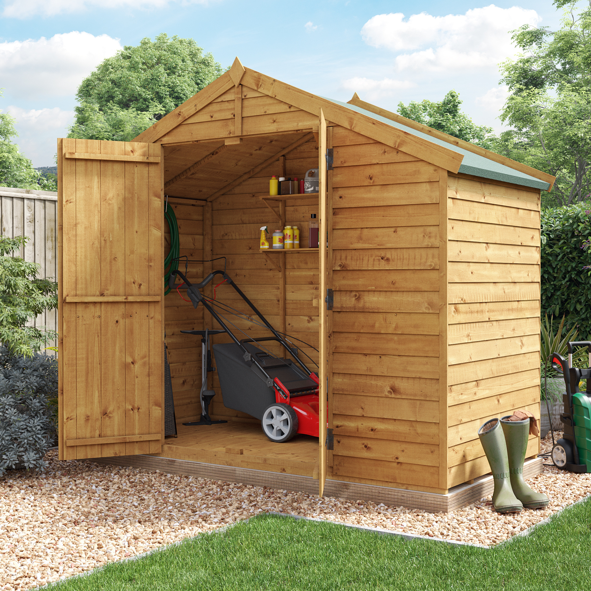 4 x 8 Shed - BillyOh Keeper Overlap Apex Wooden Shed - Windowless 4x8 Garden Shed
