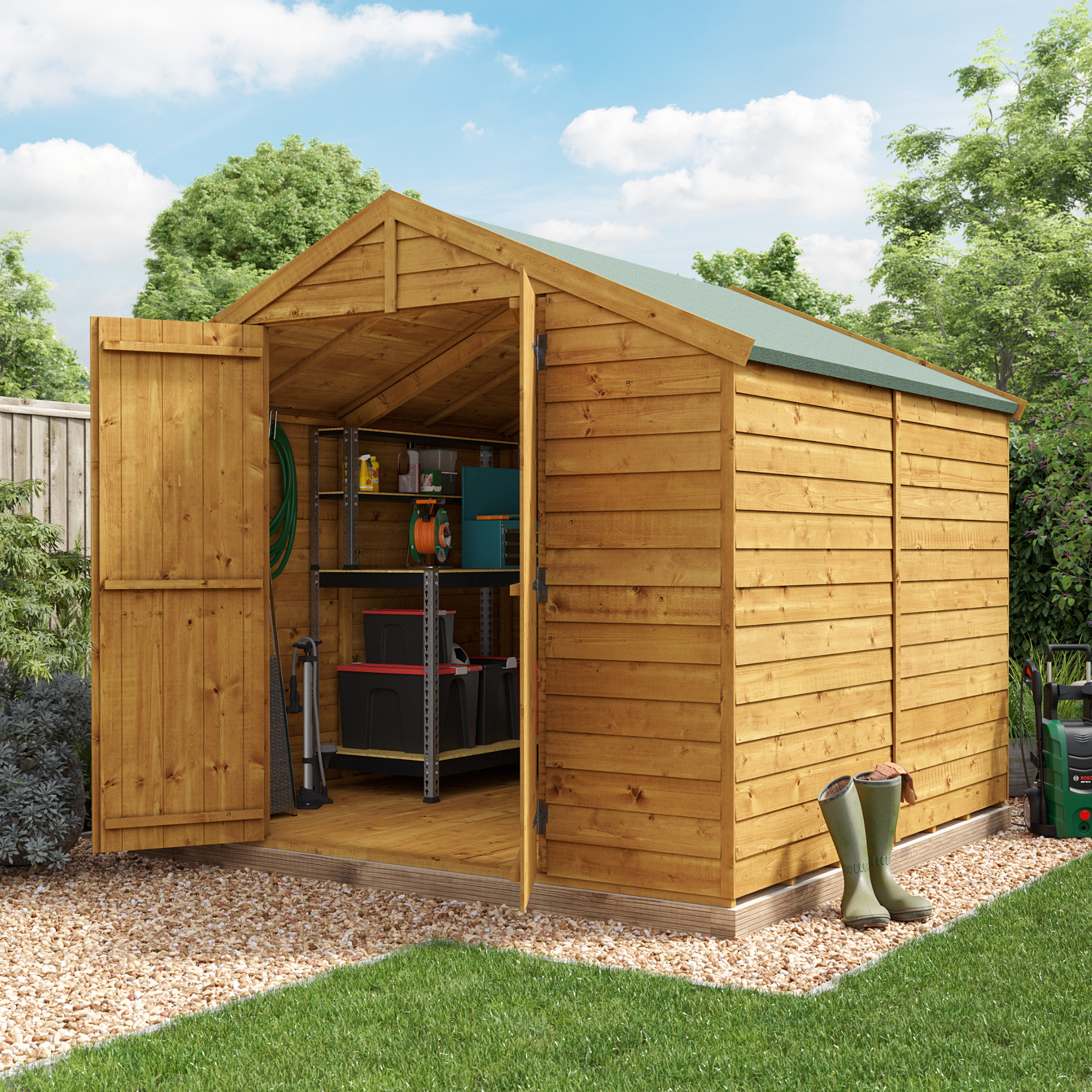 8 x 8 Shed - BillyOh Keeper Overlap Apex Wooden Shed - Windowless 8x8 Garden Shed