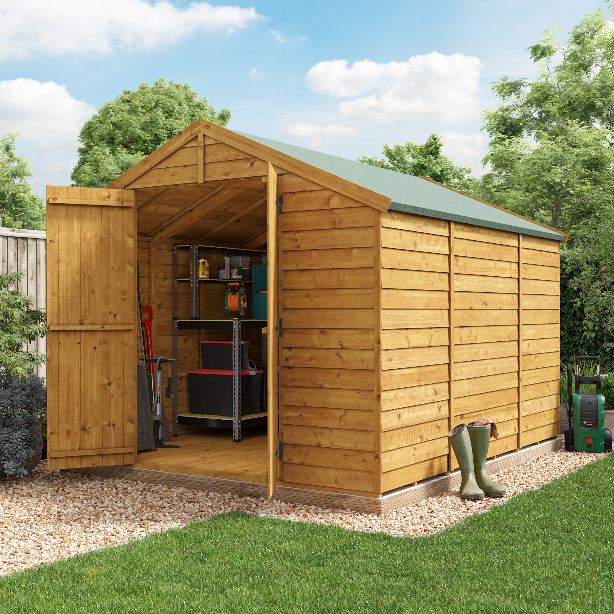 10 x 8 Shed - BillyOh Keeper Overlap Apex Wooden Shed - Windowless 10x8ft Garden Shed