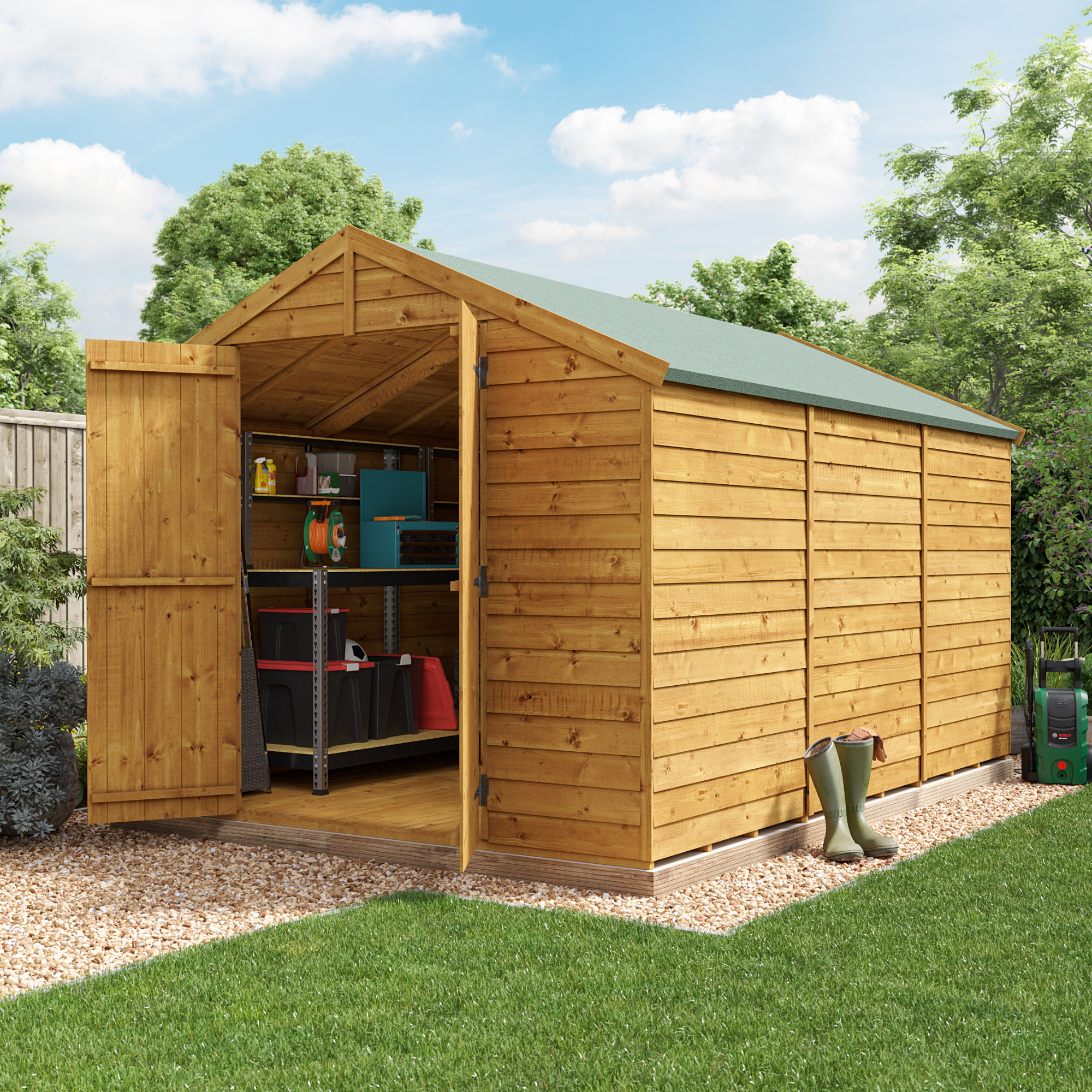 12 x 8 Shed - BillyOh Keeper Overlap Apex Wooden Shed - Windowless 12x8ft Garden Shed 12 x 8 Shed - BillyOh Keeper Overlap Apex Wooden Shed - Windowless 12x8ft Garden Shed