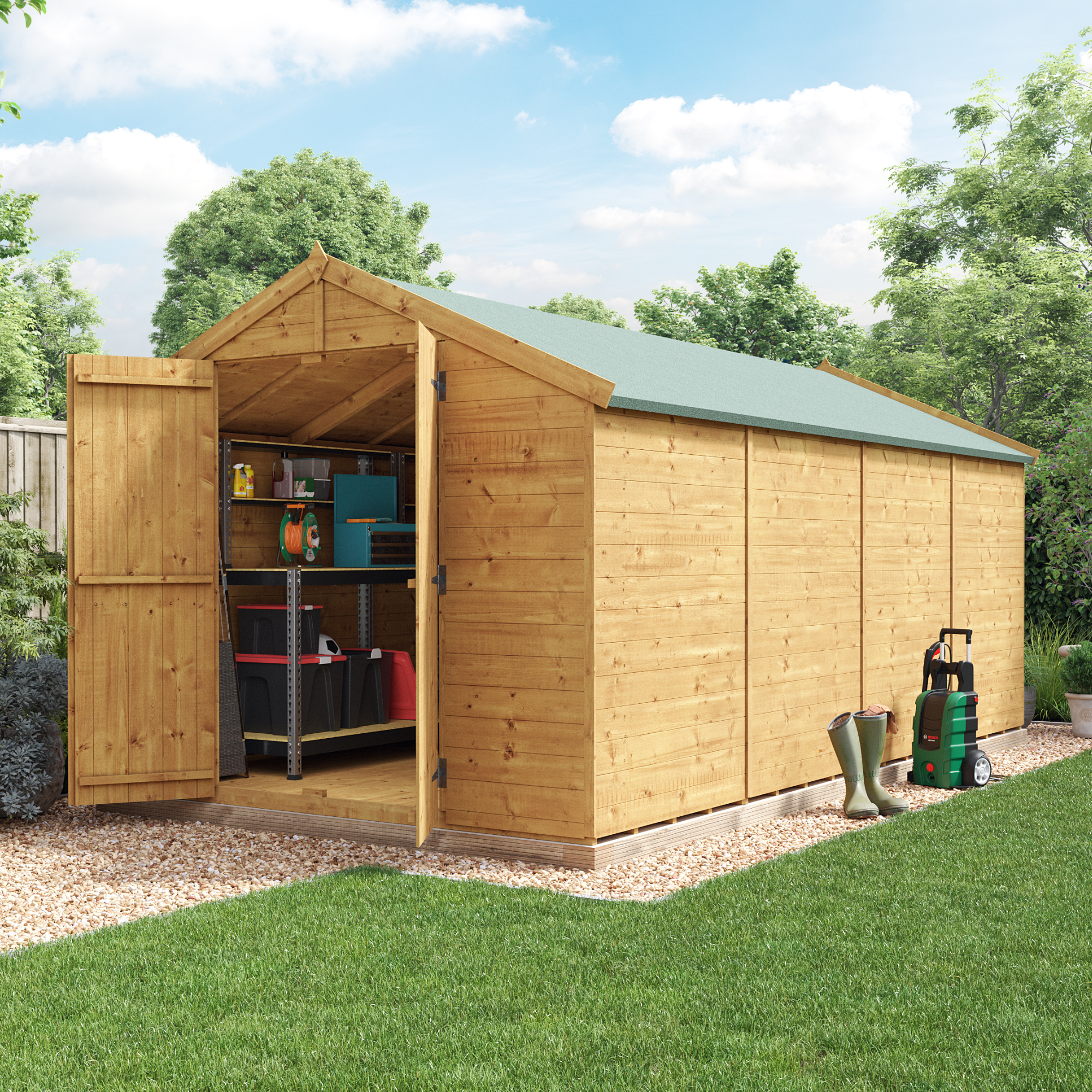 16 x 8 Shed - BillyOh Keeper Overlap Apex Wooden Shed - Windowless 16x8 Garden Shed at BillyOh