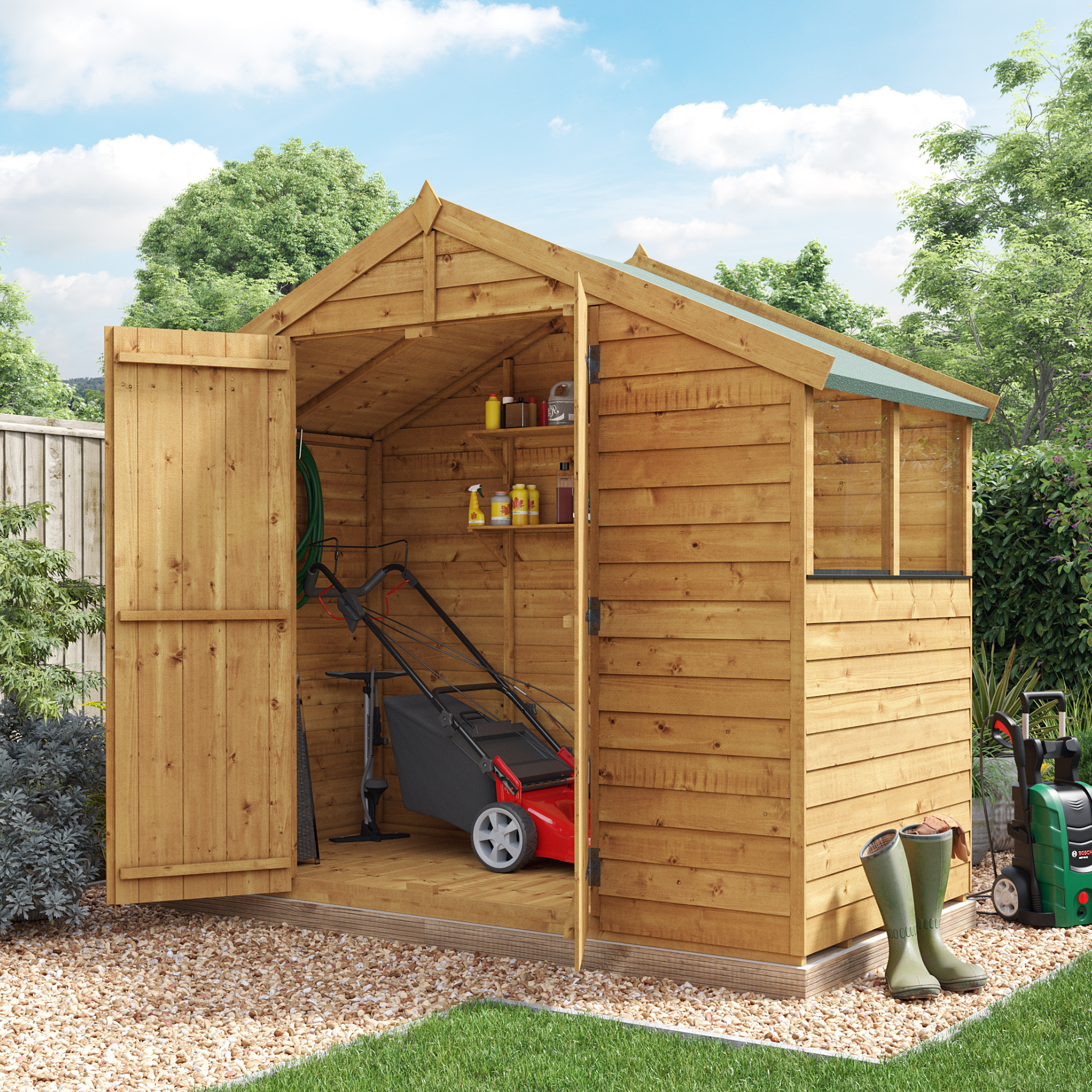 4 x 8 Shed - BillyOh Keeper Overlap Apex Wooden Shed - Windowed 4x8 Garden Shed