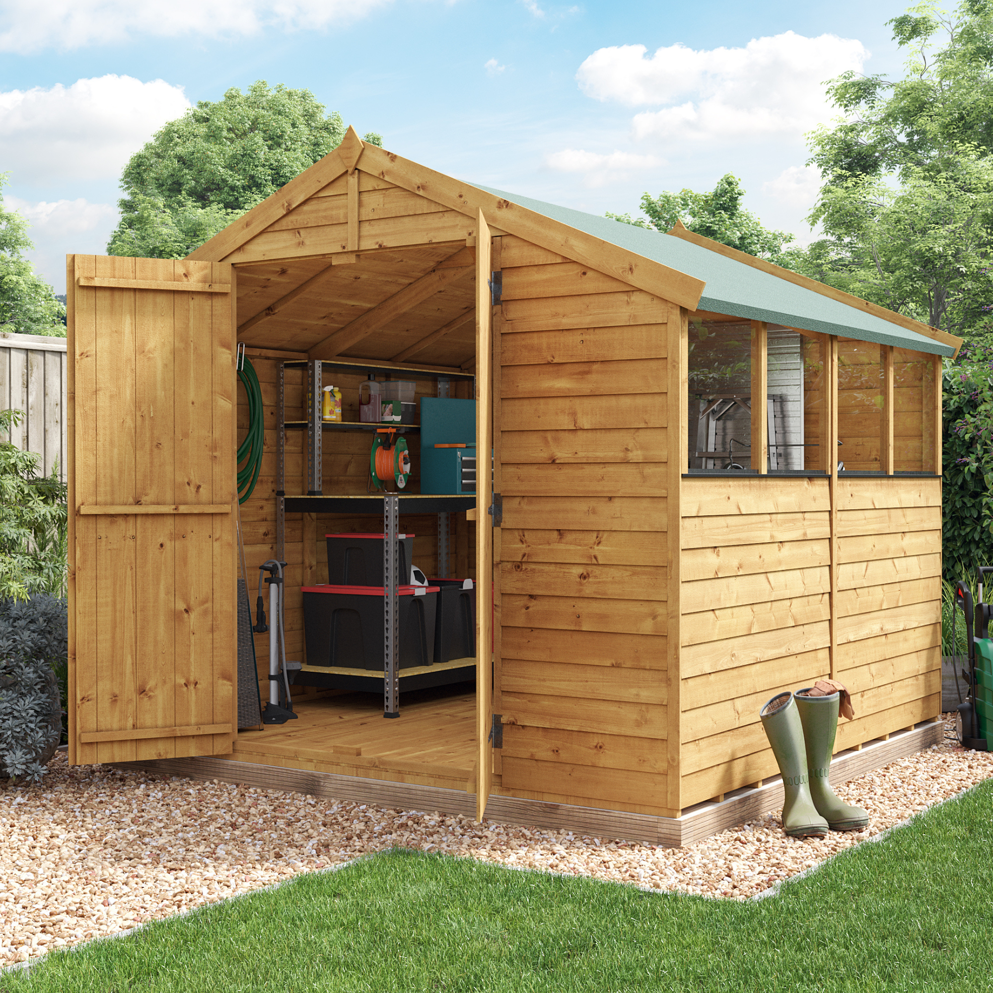 8 x 8 Shed - BillyOh Keeper Overlap Apex Wooden Shed - Windowed 8x8 Garden Shed