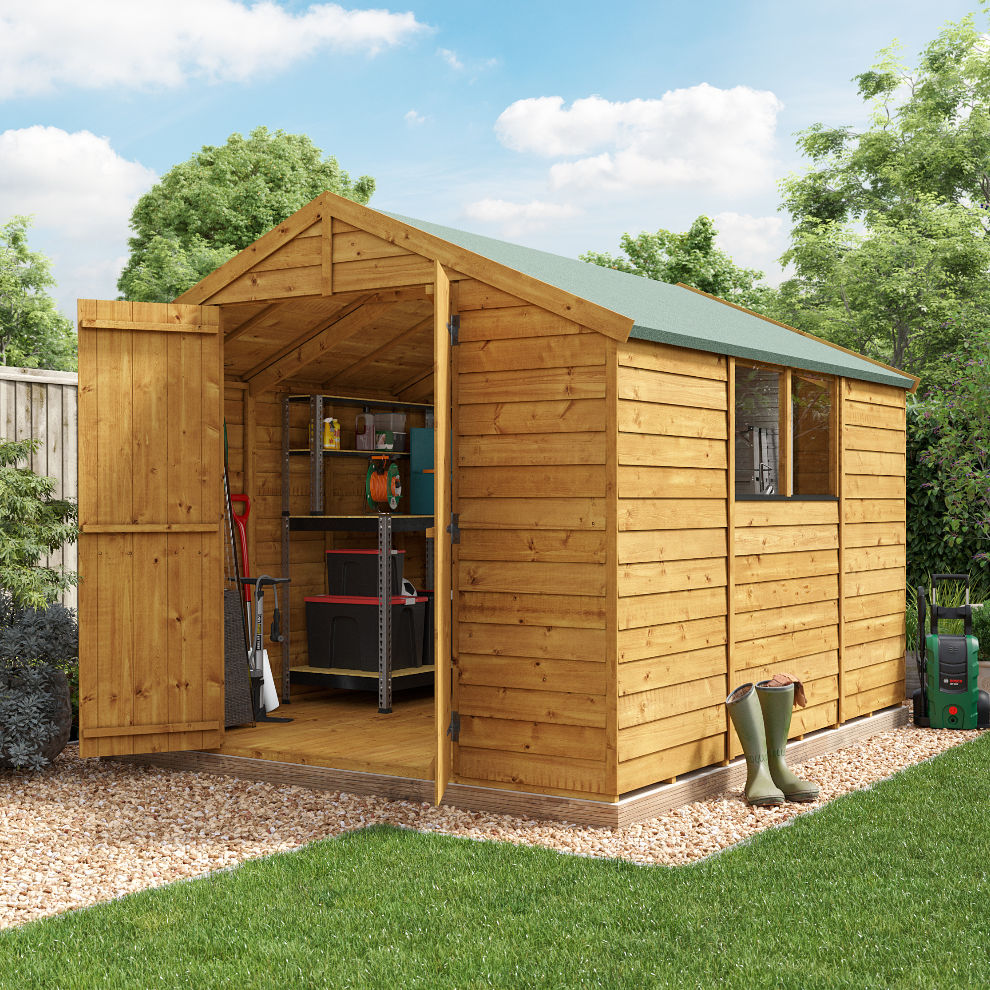 10 x 8 Shed - BillyOh Keeper Overlap Apex Wooden Shed - Windowed 10x8 Garden Shed
