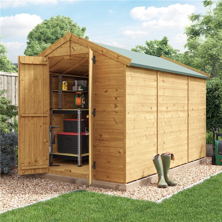 Image of 10 x 6 Pressure Treated Shed - BillyOh Keeper Overlap Apex Wooden Shed - Windowless 10x6 Garden Shed