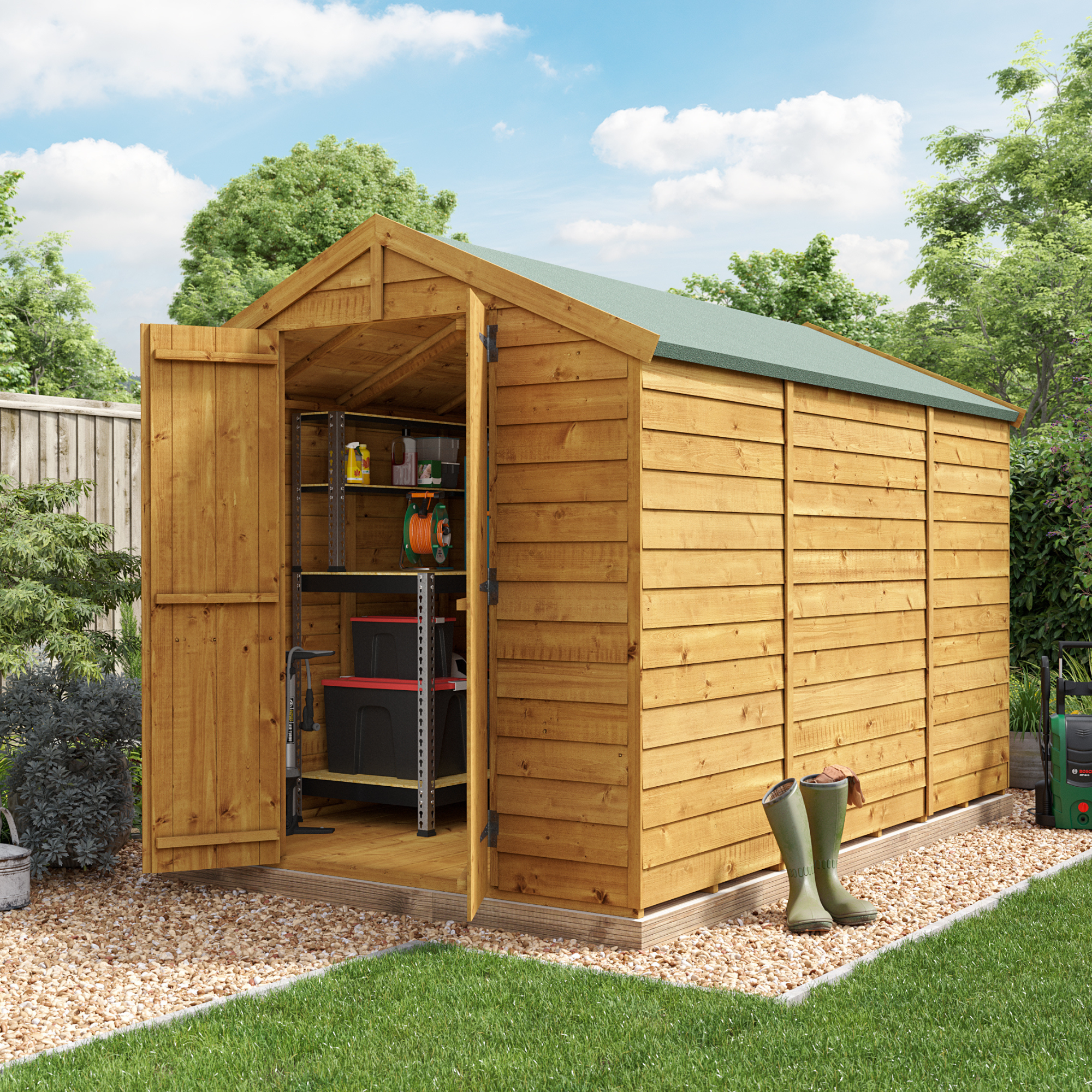 10 x 6 Pressure Treated Shed - BillyOh Keeper Overlap Apex Wooden Shed - Windowless 10x6 Garden Shed