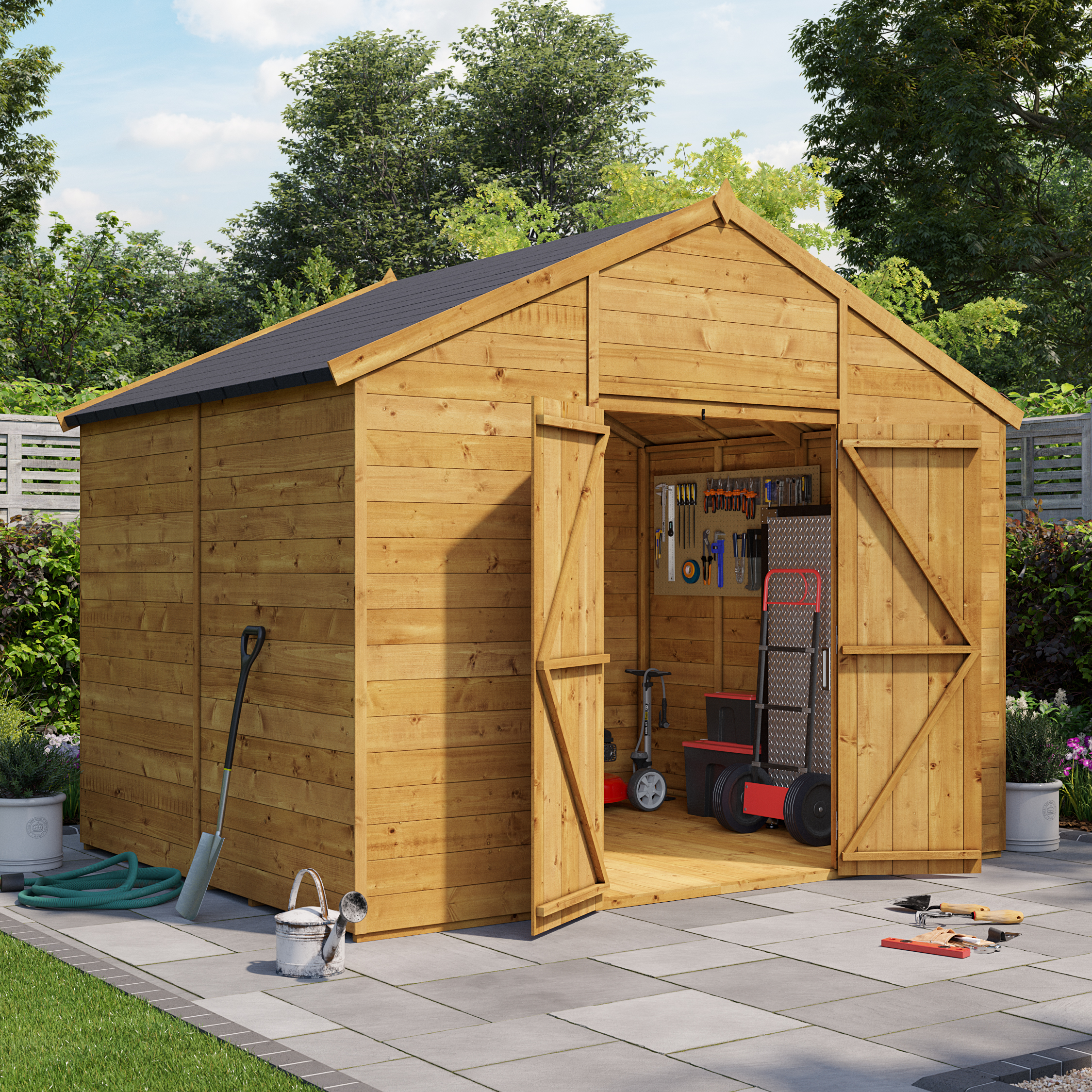 BillyOh Expert Tongue and Groove Apex Wooden Shed Workshop - 8x10 T&G Apex Windowless Shed - 8 x 10ft