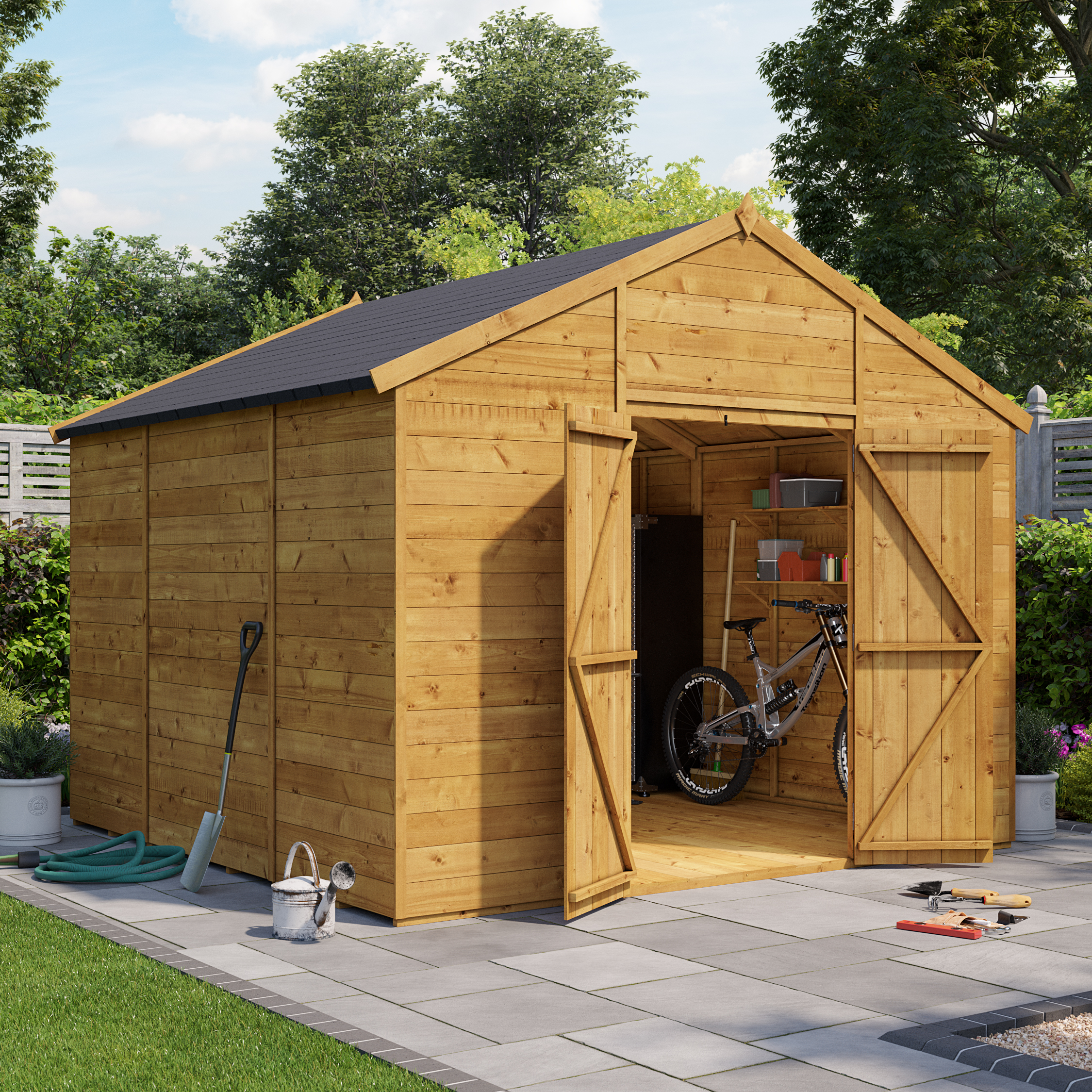 BillyOh Expert Tongue and Groove Apex Workshop Shed - 10x10 T&G Apex Windowless Wooden Shed - 10 x 10ft