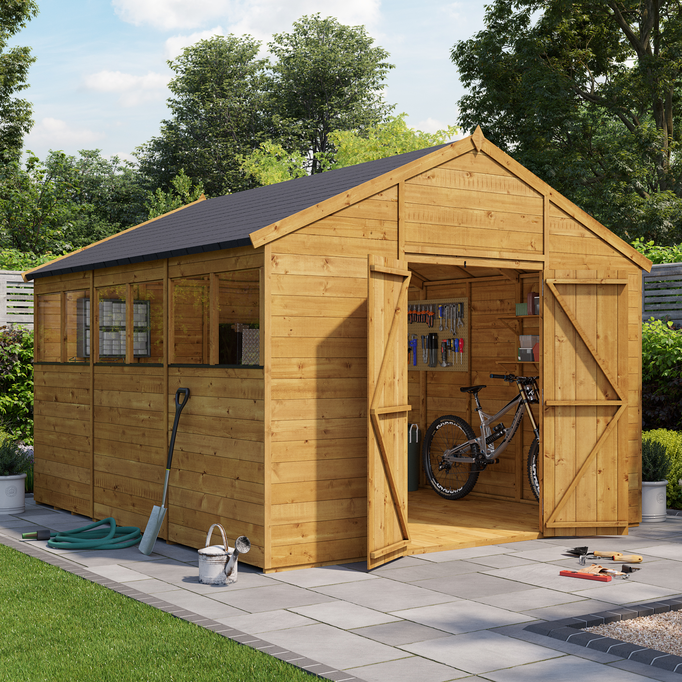 12x10 Expert T&G Apex Workshop Garden Shed - Windowed BillyOh Wooden Shed - 12 x 10ft