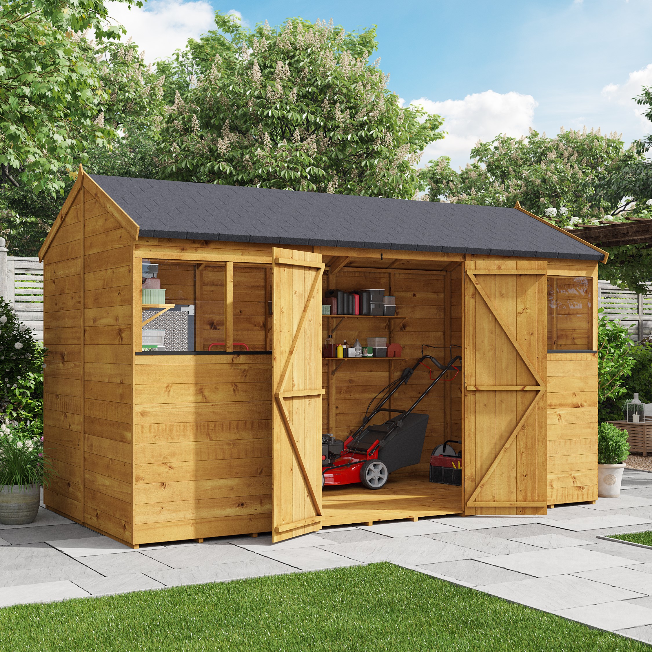BillyOh Expert Tongue and Groove Reverse Apex Workshop - 12x6 T&G Reverse Apex Windowed