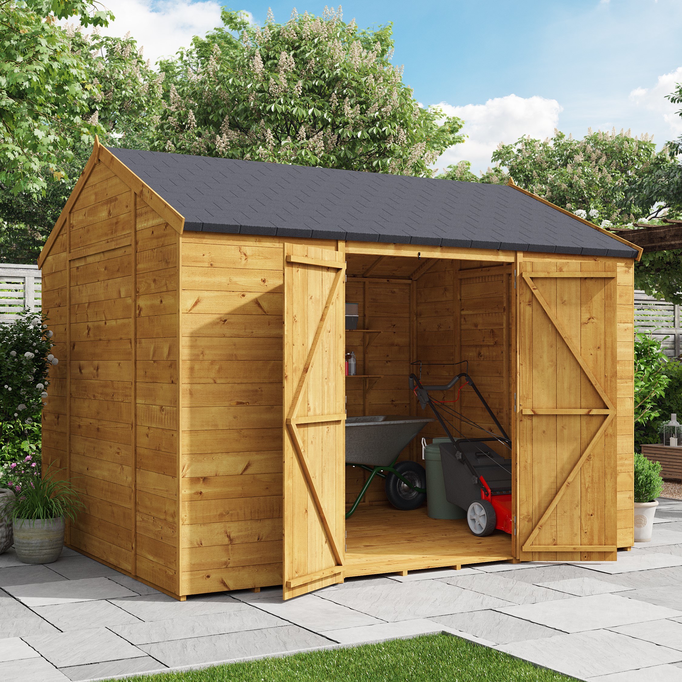 10 x 8 Shed - BillyOh Expert Reverse Workshop Garden Shed - Windowless - 10x8ft