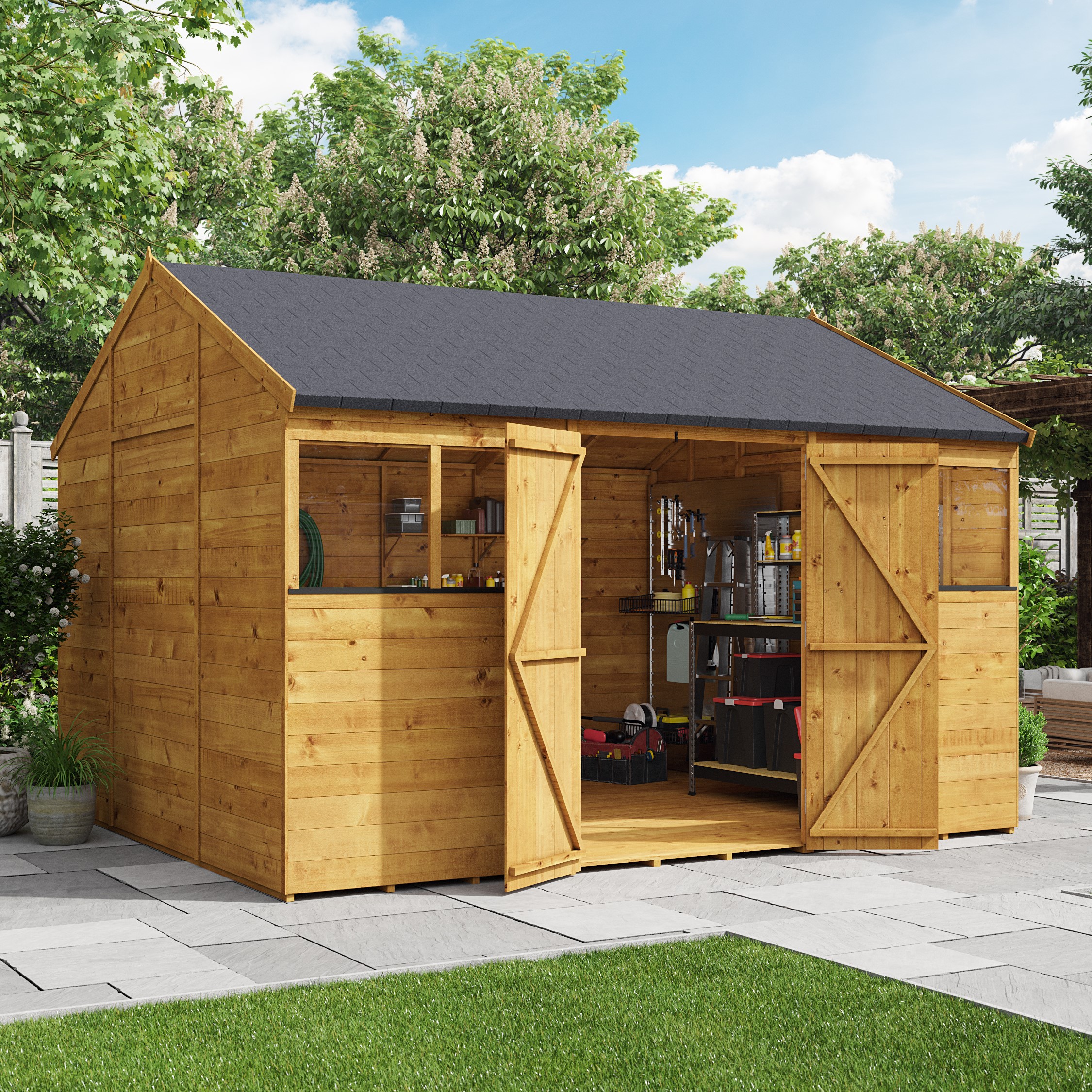 12 x 10 Shed - BillyOh Expert Reverse Workshop Garden Shed - Windowed 12 x 10 Shed - BillyOh Expert Reverse Workshop Garden Shed - Windowed