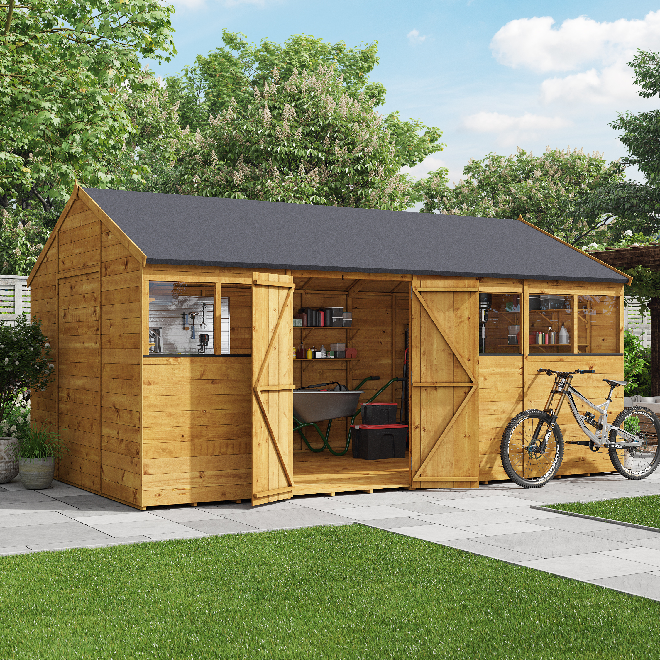 16 x 10 Shed - BillyOh Expert Reverse Workshop Large Garden Shed - Windowed