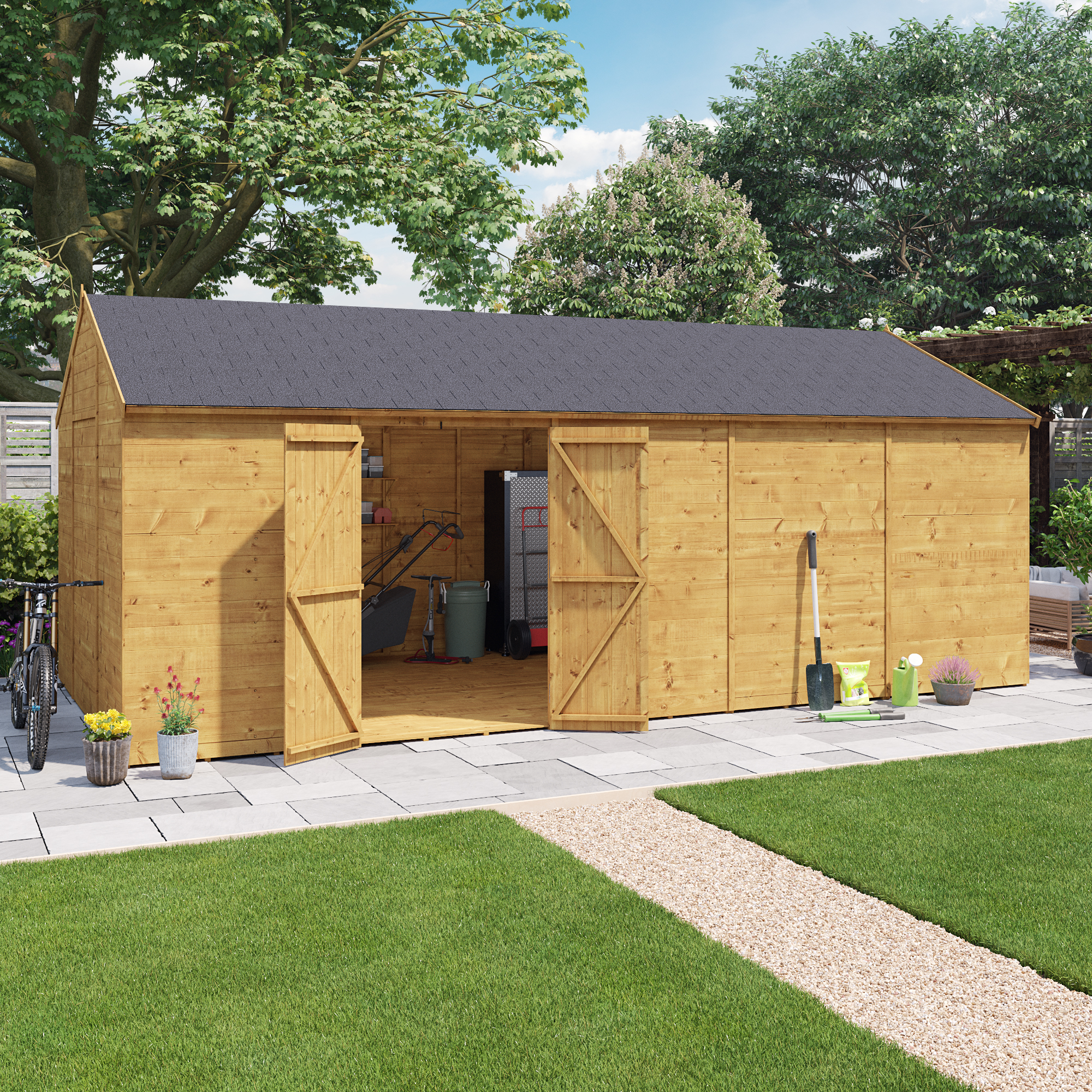 20 x 10 Pressure Treated Shed - BillyOh Expert Reverse Workshop Large Garden Shed - Windowless