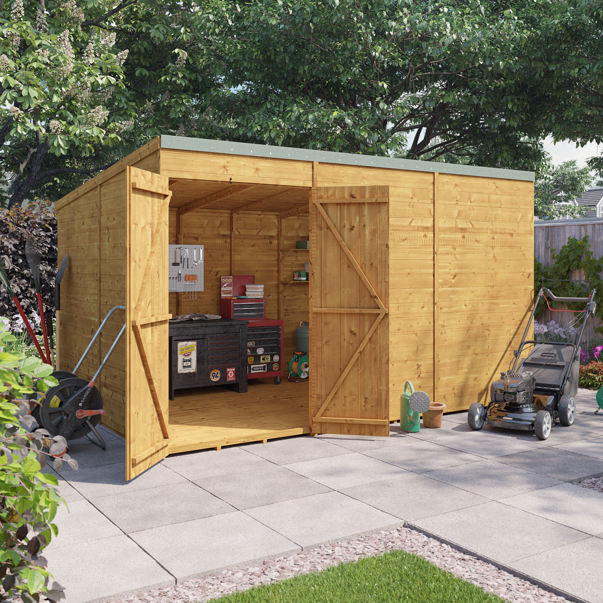 12x8 Expert Pent Shed T&G Shed - Windowless - BillyOh