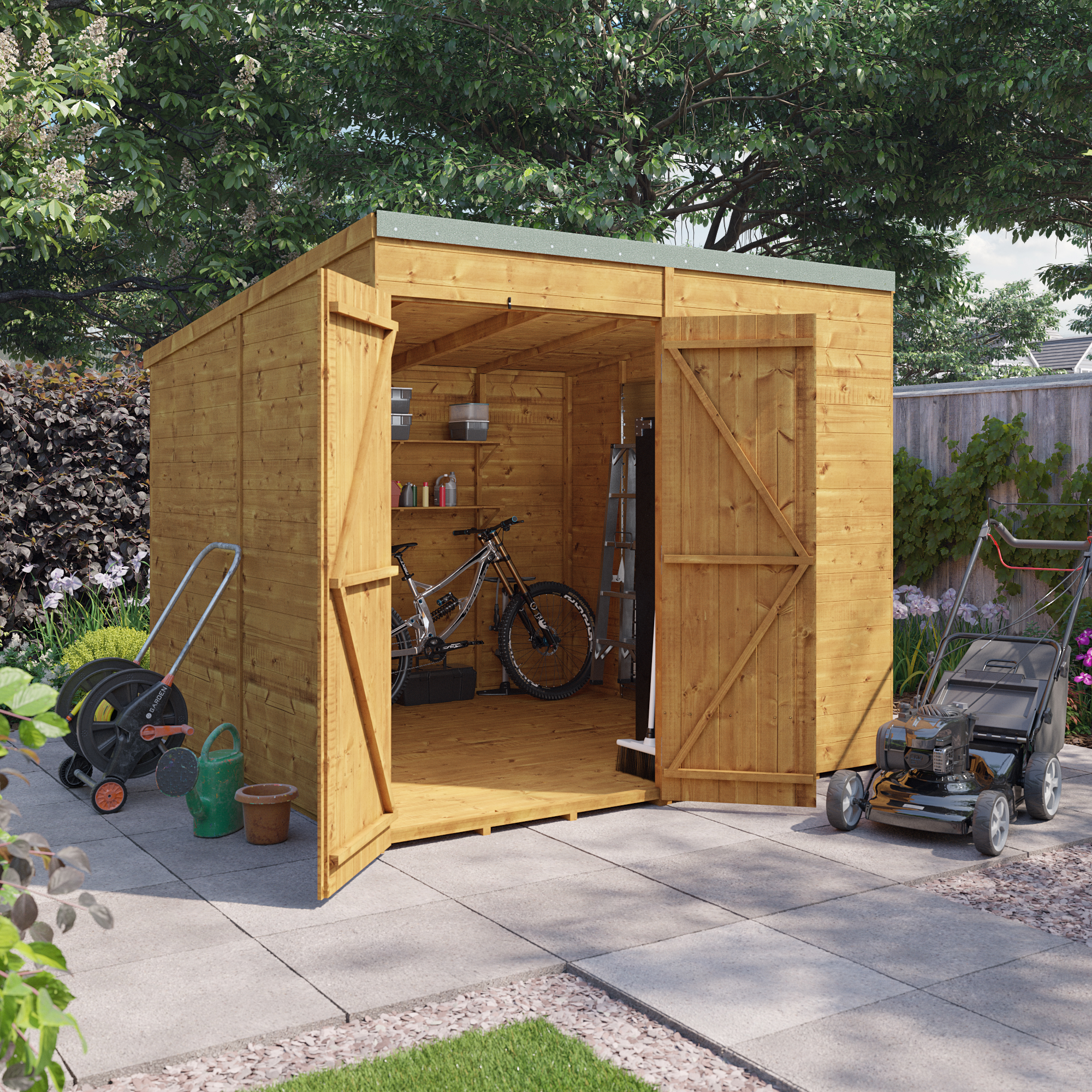 8x8 Expert Tongue and Groove Pent Workshop - PT Windowless BillyOh