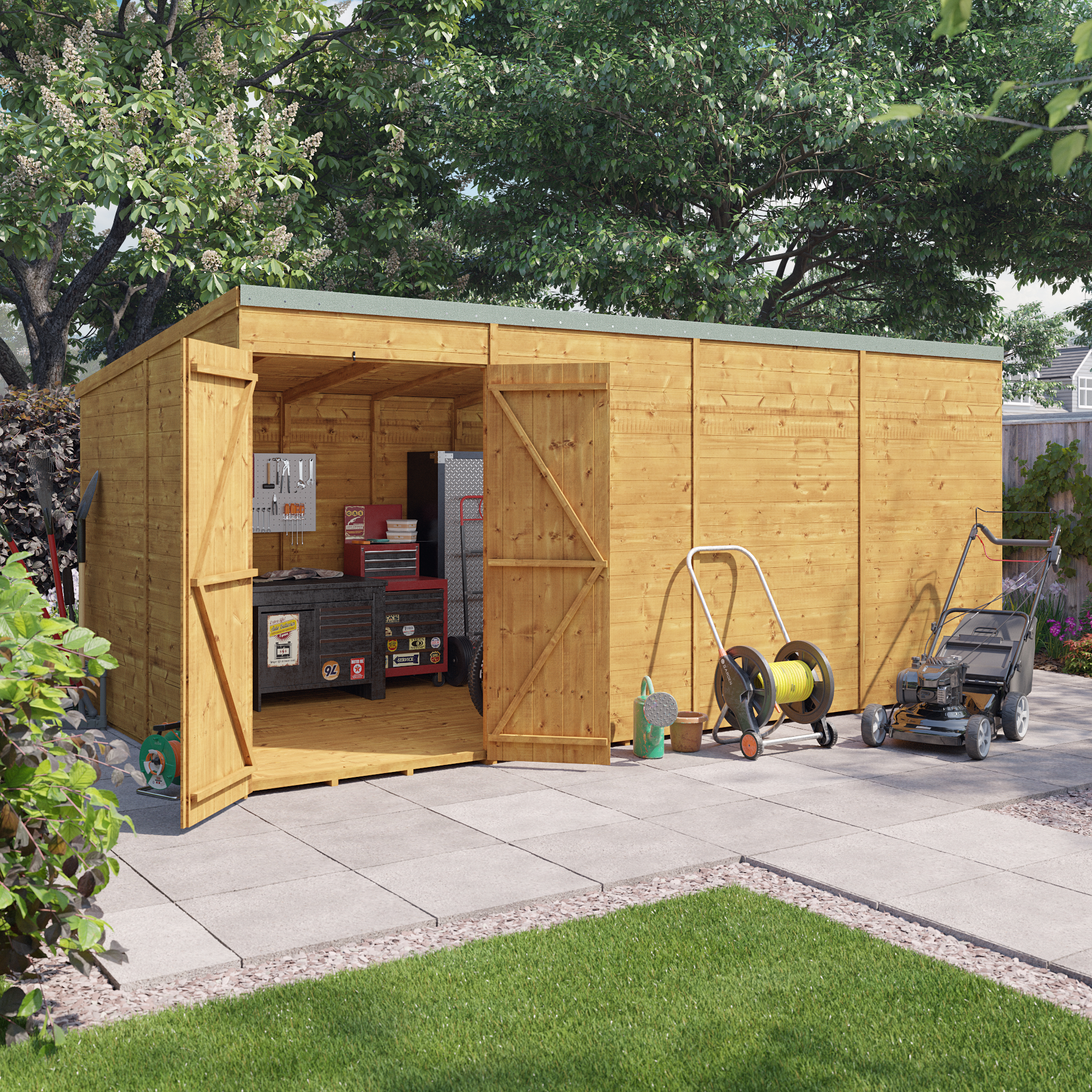 16x8 Expert Tongue and Groove Pent Workshop - PT Windowless BillyOh