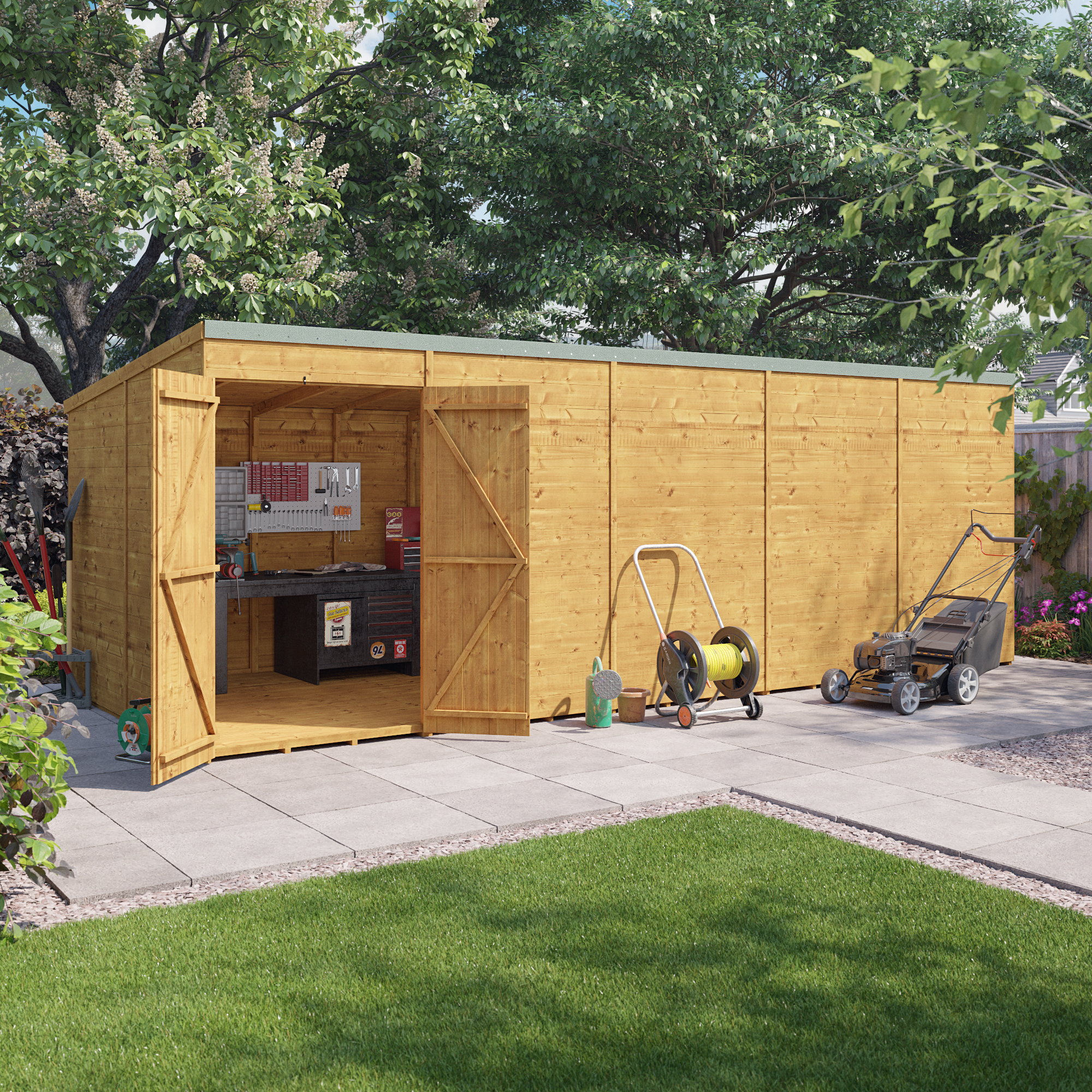 BillyOh Expert Tongue and Groove Pent Workshop - PT-20x8 Expert T&G Pent Shed - Windowless