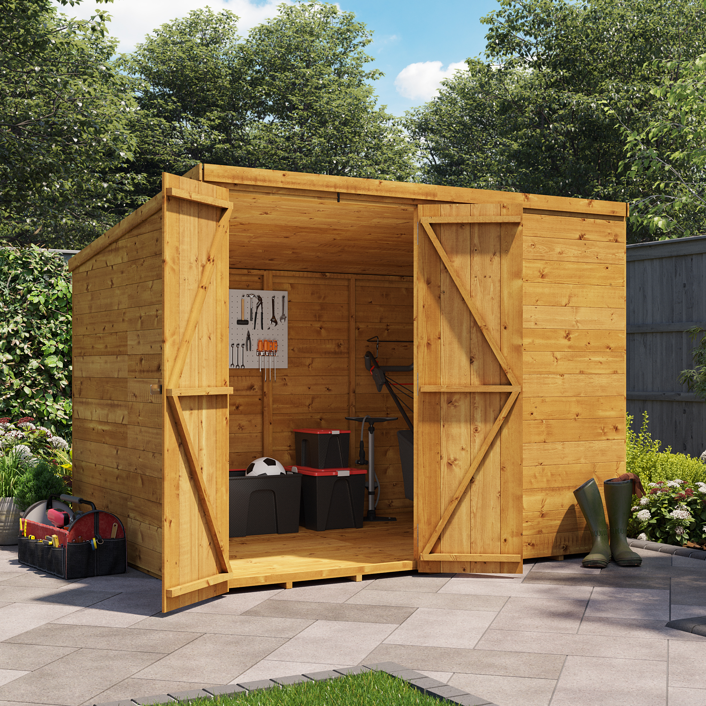 8 x 6 Shed - BillyOh Master Tongue and Groove Pent Shed - Pressure Treated Windowless 8x6 Wooden Garden Shed