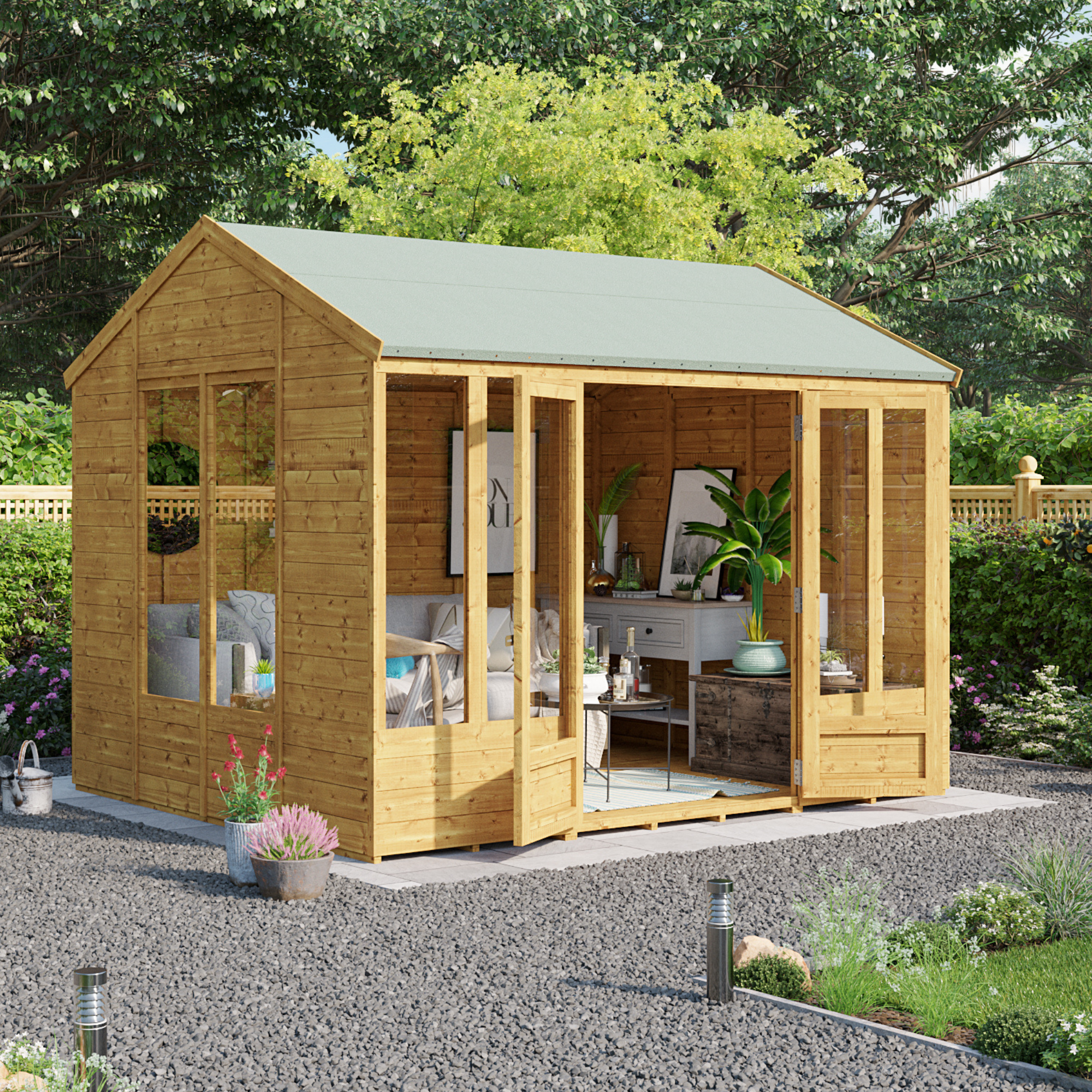 Image of BillyOh Petra Tongue and Groove Reverse Apex Summerhouse - 10x8 T&G Reverse Apex Summerhouse