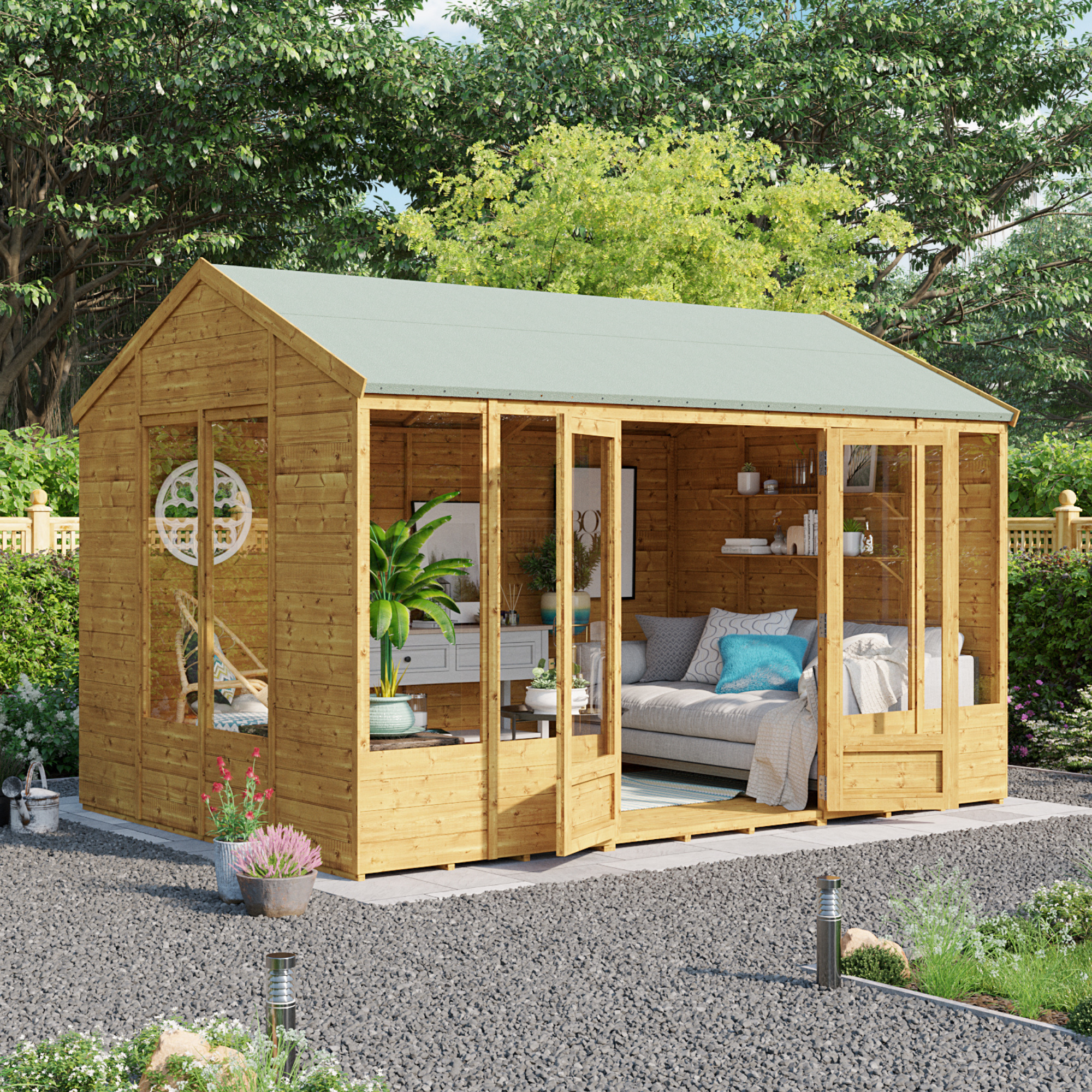 12x8 Petra Tongue and Groove Reverse Apex Summerhouse -BillyOh