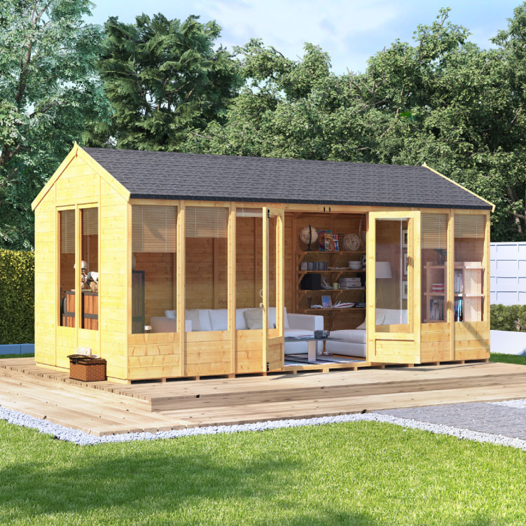 3.3m x 3.8m waltons large log cabin studio with veranda