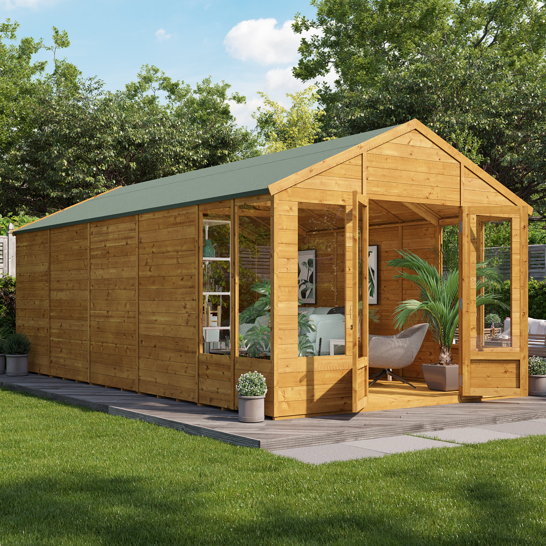 BillyOh Holly Tongue and Groove Apex Summerhouse - 20x10 T&G Apex Summerhouse