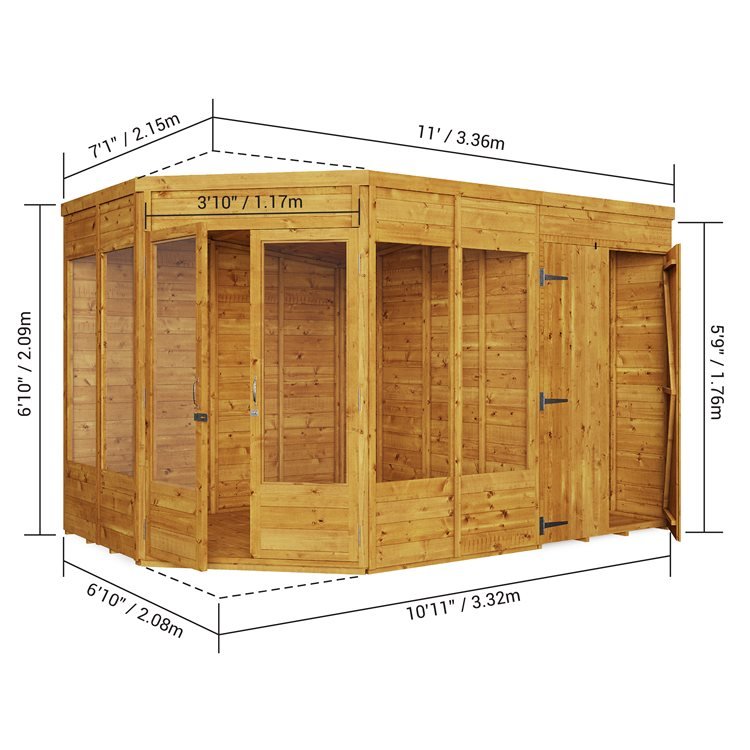 BillyOh 11x7 Corner Pent T&G Summerhouse with Side Store - Penton Garden Summer House BillyOh 11x7 Corner Pent T&G Summerhouse with Side Store - Penton Garden Summer House
