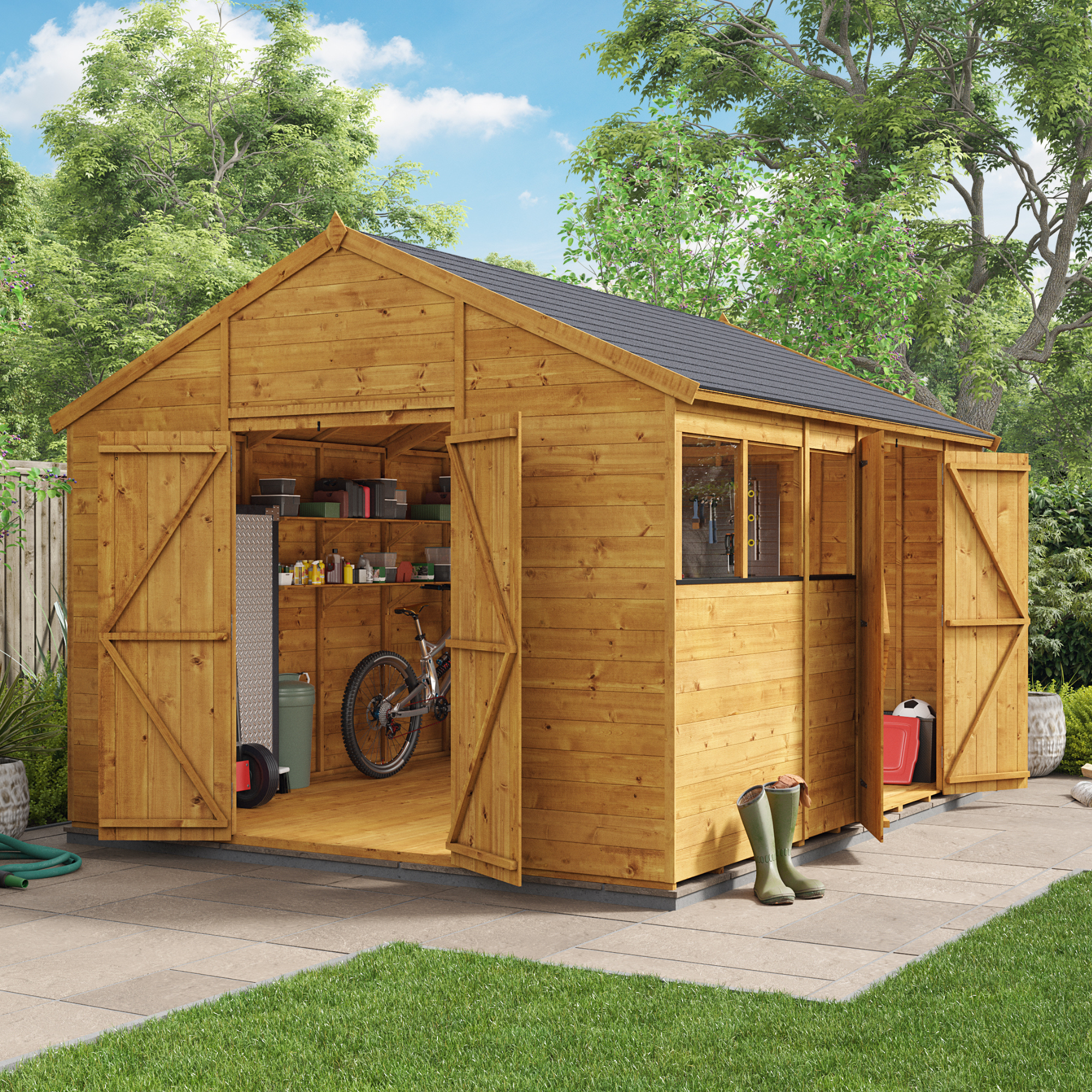 BillyOh Expert Tongue and Groove Apex Workshop with Dual Entrance - 12x10 T&G Apex Windowed BillyOh Expert Tongue and Groove Apex Workshop with Dual Entrance - 12x10 T&G Apex Windowed