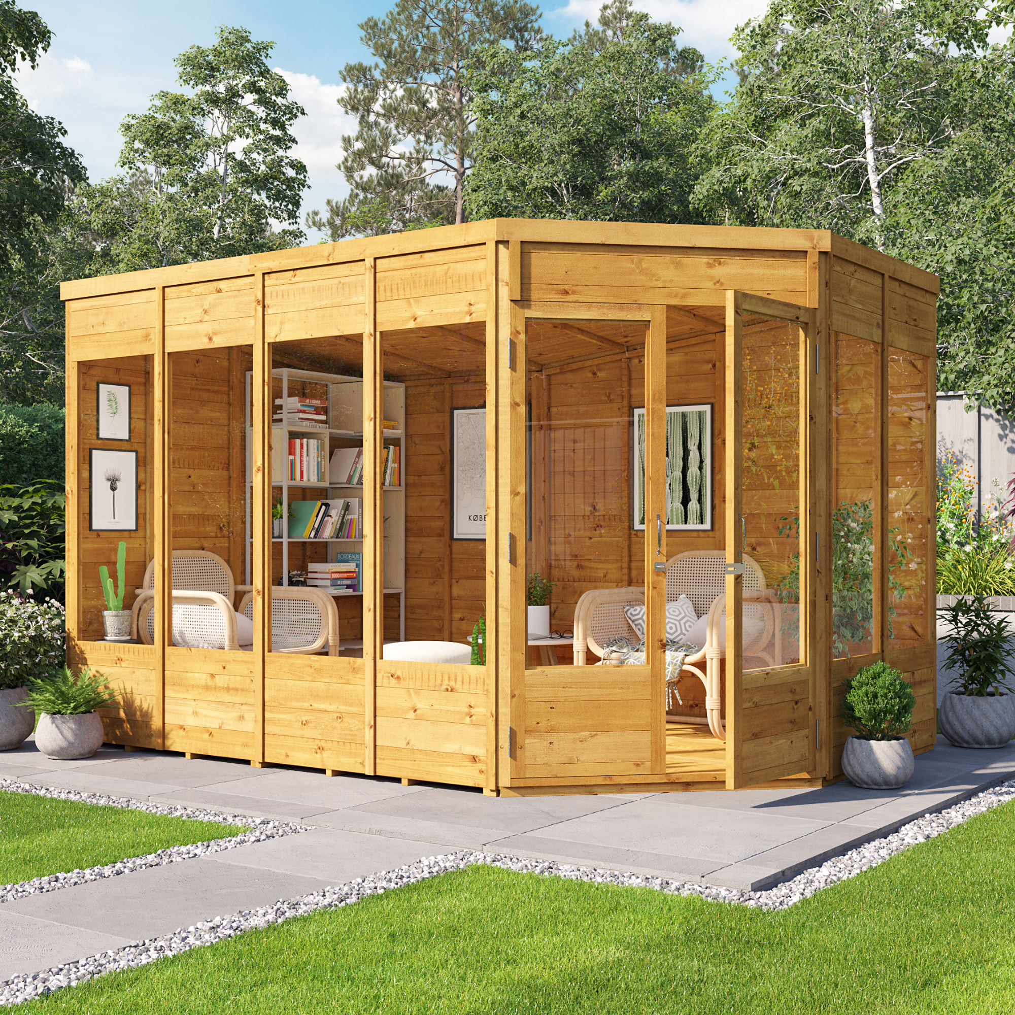 11 x 7 Renna T&G Corner Summer House - With Roof and Floor - BillyOh