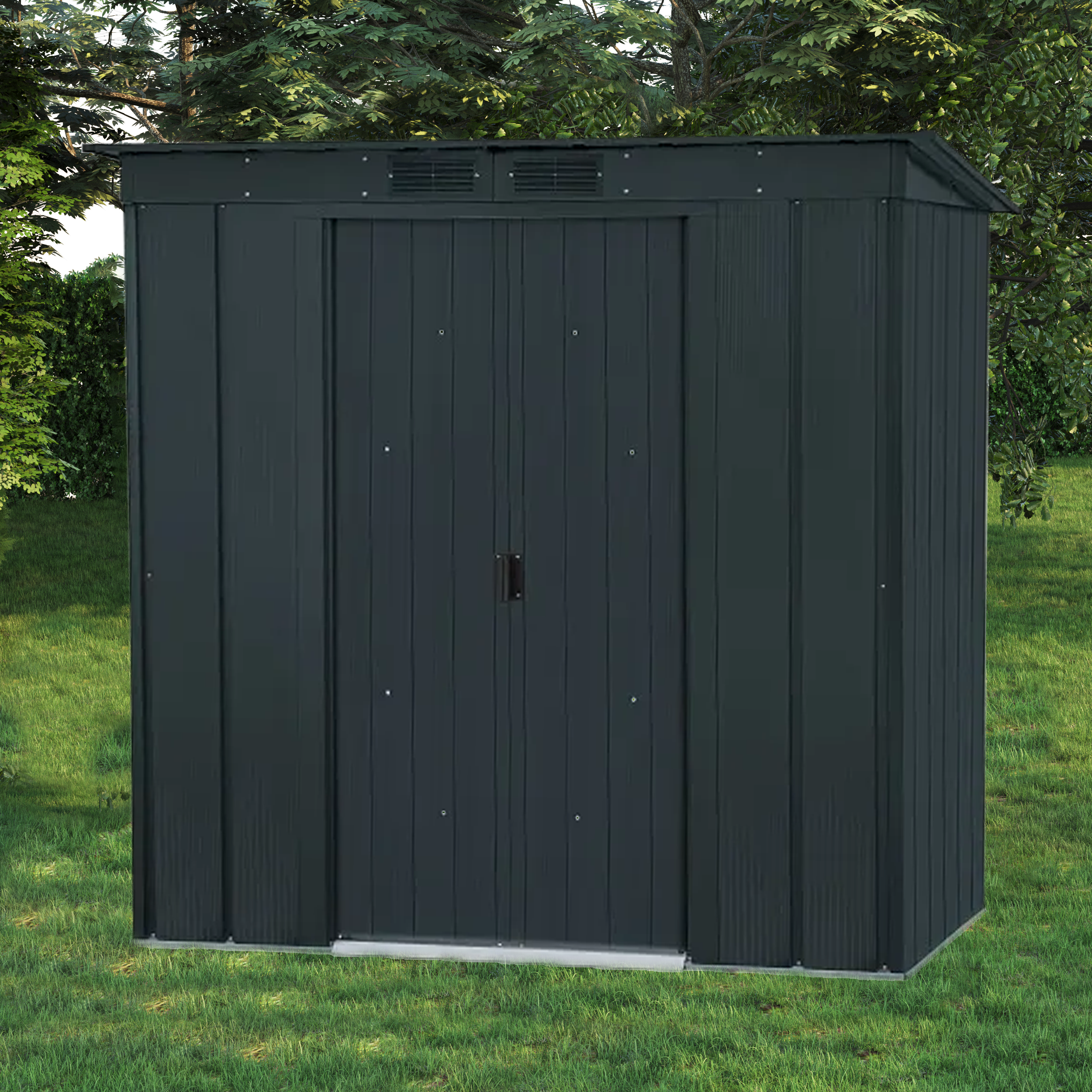 BillyOh Partner Eco Pent Roof Metal Shed - 6x4 Anthracite Grey